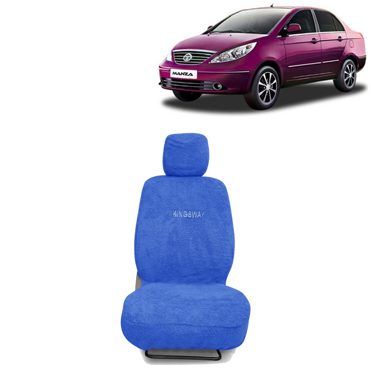 Manza Seat Cover for (Year 2009 to 2016) All Model, Towel Fabric Car Seat Covers Compatible with Tata Manza, Complete Set (Car Specific Front + Rear Seat Covers), Blue Color
