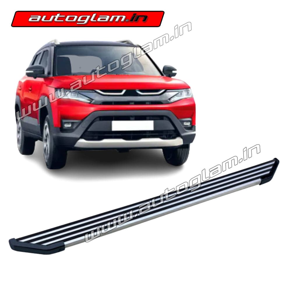 Maruti Suzuki Brezza 2016-2024 Aluminium Foot Step, and Chrome Finish Corners | AGMSB659SS