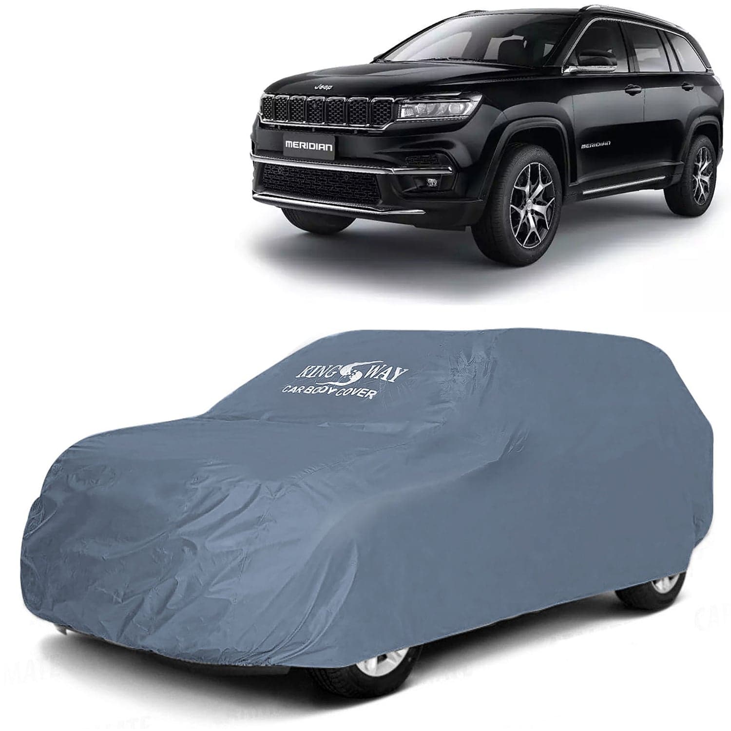 Meridian Car Body Cover Dustproof for (Year 2022 Onwards) All Model, Compatible with Jeep Meridian Car Cover, Comes with Bird Droppings, Scratch, UV and Paint Protection, Grey Matty
