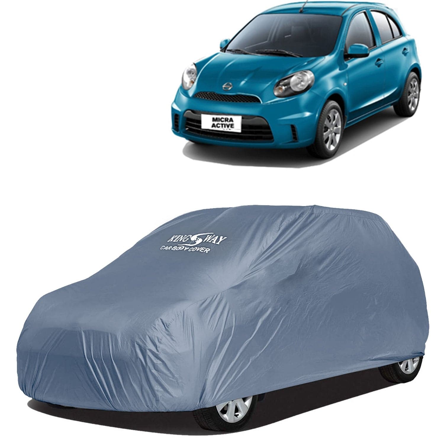 Micra Active Car Body Cover Dustproof for (Year 2010 to 2020) All Model, Compatible with Nissan Micra Active Car Cover, Comes with Bird Poop, Scratch, UV and Paint Protection, Grey Matty