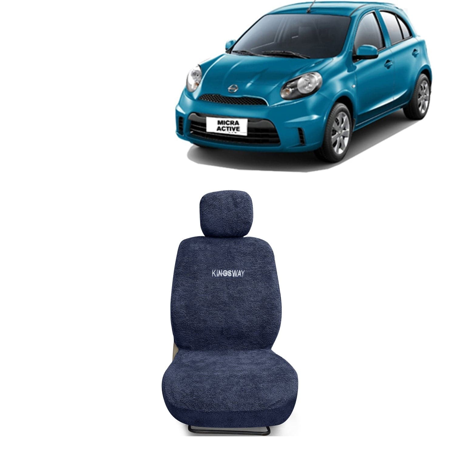 Micra Active Seat Cover for (Year 2010 to 2020) All Model, Towel Fabric Car Seat Covers Compatible with Nissan Micra Active, Complete Set (Car Specific Front + Rear Seat Covers), Grey Color