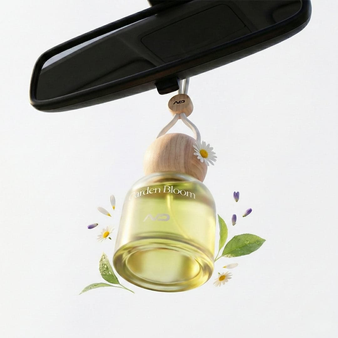 'NeoBliss' Car Hanging Diffuser Perfume for Car in Glass Bottle with Wooden Lid and Long-Lasting Scent – 10ml - Garden Bloom