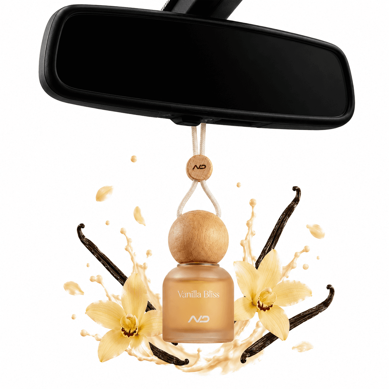 'NeoBliss' Car Hanging Diffuser Perfume for Car in Glass Bottle with Wooden Lid and Long-Lasting Scent – 10ml - Vanilla Bliss