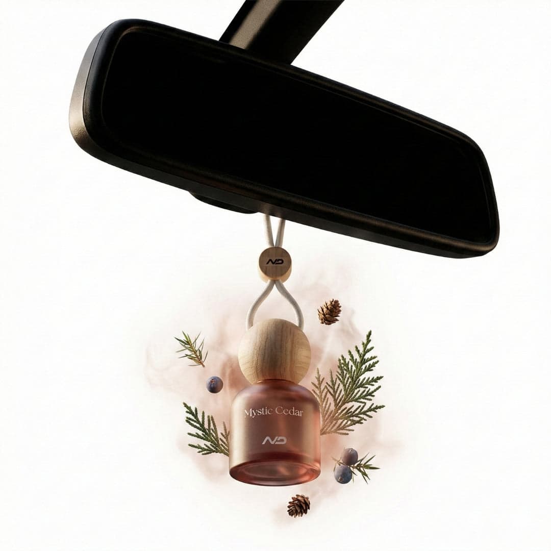 'NeoBliss' Car Hanging Diffuser Perfume for Car in Glass Bottle with Wooden Lid and Long-Lasting Scent – 10ml - Mystic Cedar