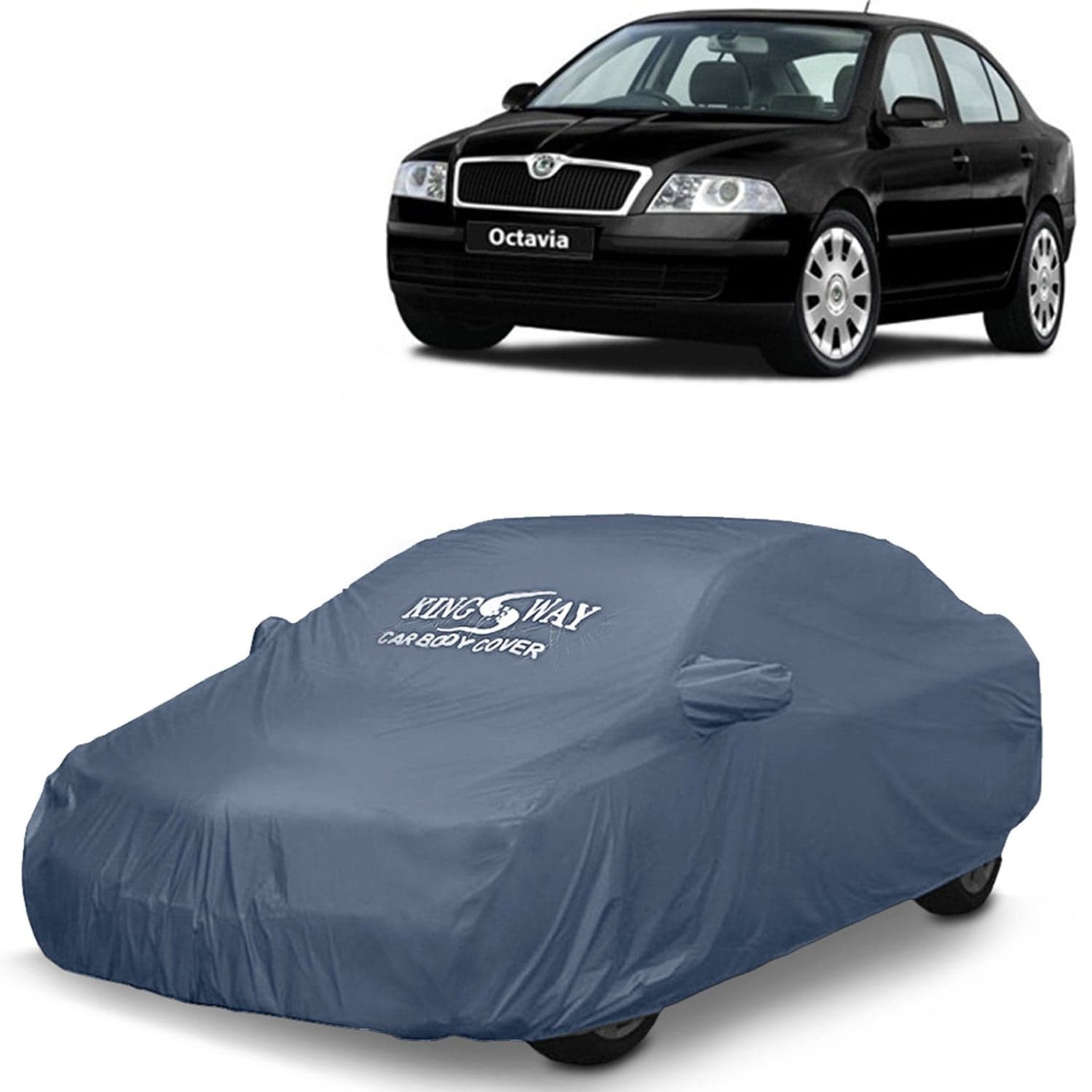 Octavia Car Body Cover Dustproof with Mirror Pockets for (Year 2004 to 2013), Compatible with Skoda Octavia Car Cover, Comes with Bird Poop, Scratch, UV and Paint Protection, Grey Matty