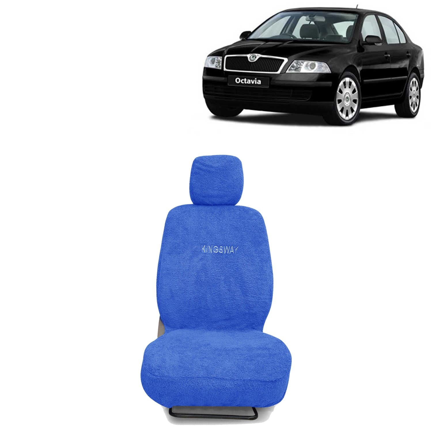 Octavia Seat Cover for (Year 2004 to 2013) All Model, Towel Fabric Car Seat Covers Compatible with Skoda Octavia, Complete Set (Car Specific Front + Rear Seat Covers), Blue Color