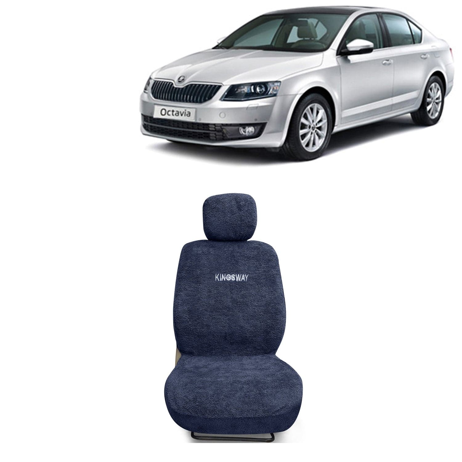 Octavia Seat Cover for (Year 2013 to 2018) All Model, Towel Fabric Car Seat Covers Compatible with Skoda Octavia, Complete Set (Car Specific Front + Rear Seat Covers), Grey Color
