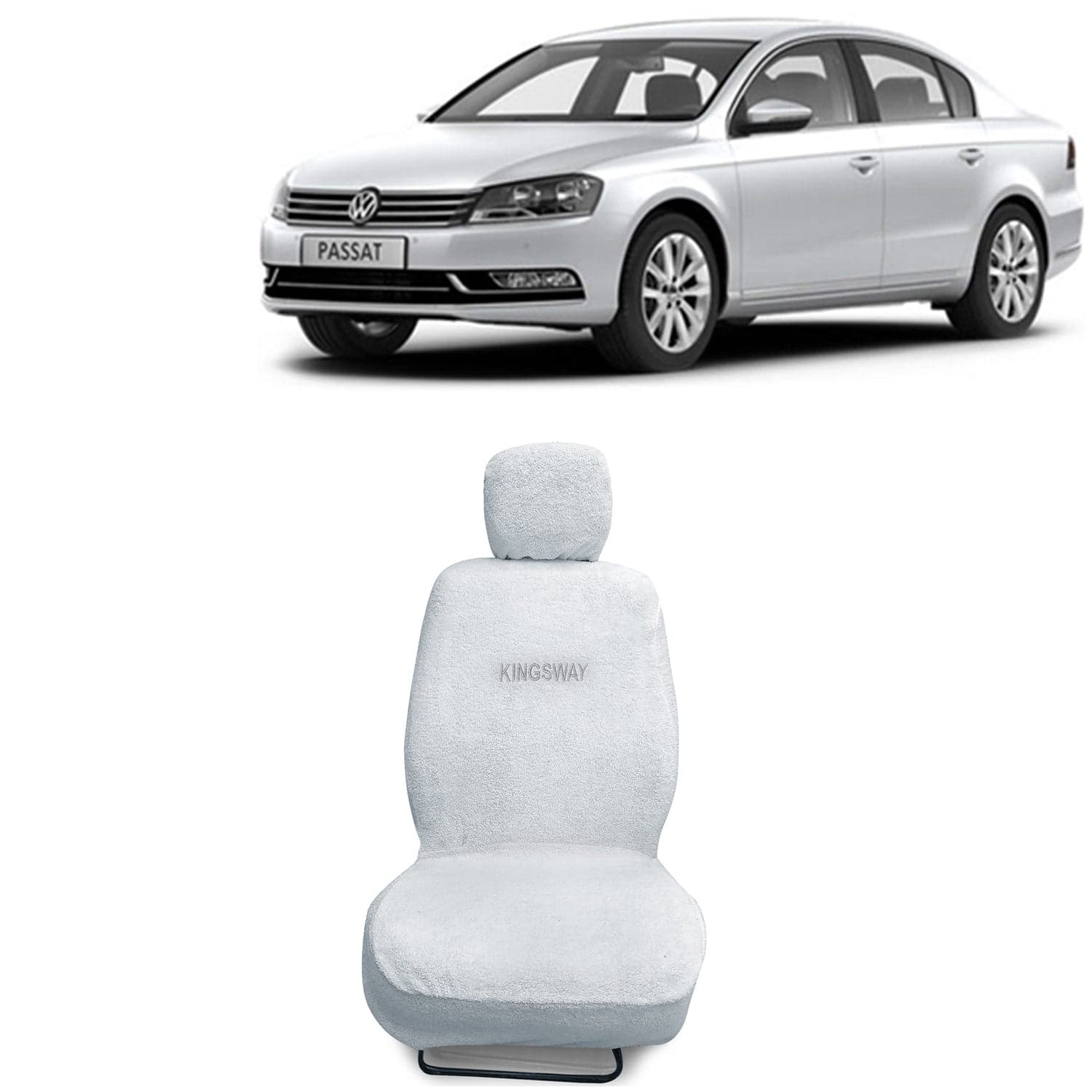 Passat Seat Cover for (Year 2015 to 2019) All Model, Towel Fabric Car Seat Covers Compatible with Volkswagen Passat, Complete Set (Car Specific Front + Rear Seat Covers), White Color