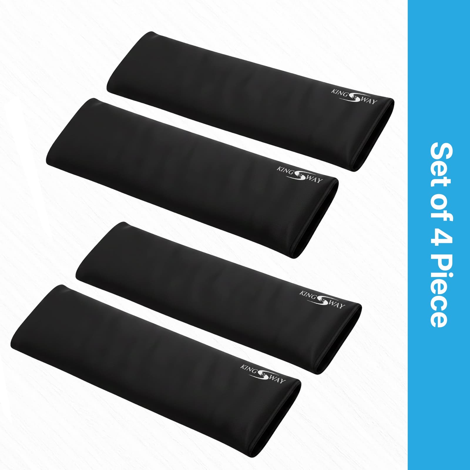 Premium Suede Seat Belt Shoulder Pads (Pack of 4) in Black - Soft Cushion Strap Covers with Velcro, Universal Fit Car Accessories for Added Comfort & Clothing Protection, Size - 12 x 3 Inch