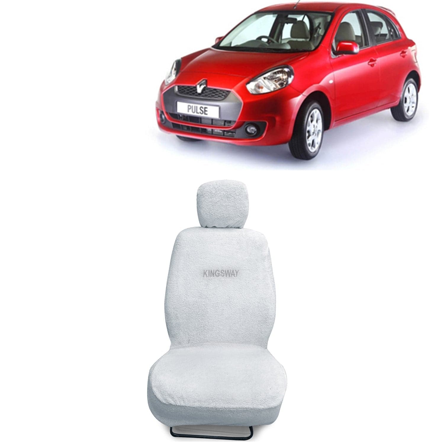 Pulse Seat Cover for (Year 2012 to 2018) All Model, Towel Fabric Car Seat Covers Compatible with Renault Pulse, Complete Set (Car Specific Front + Rear Seat Covers), White Color