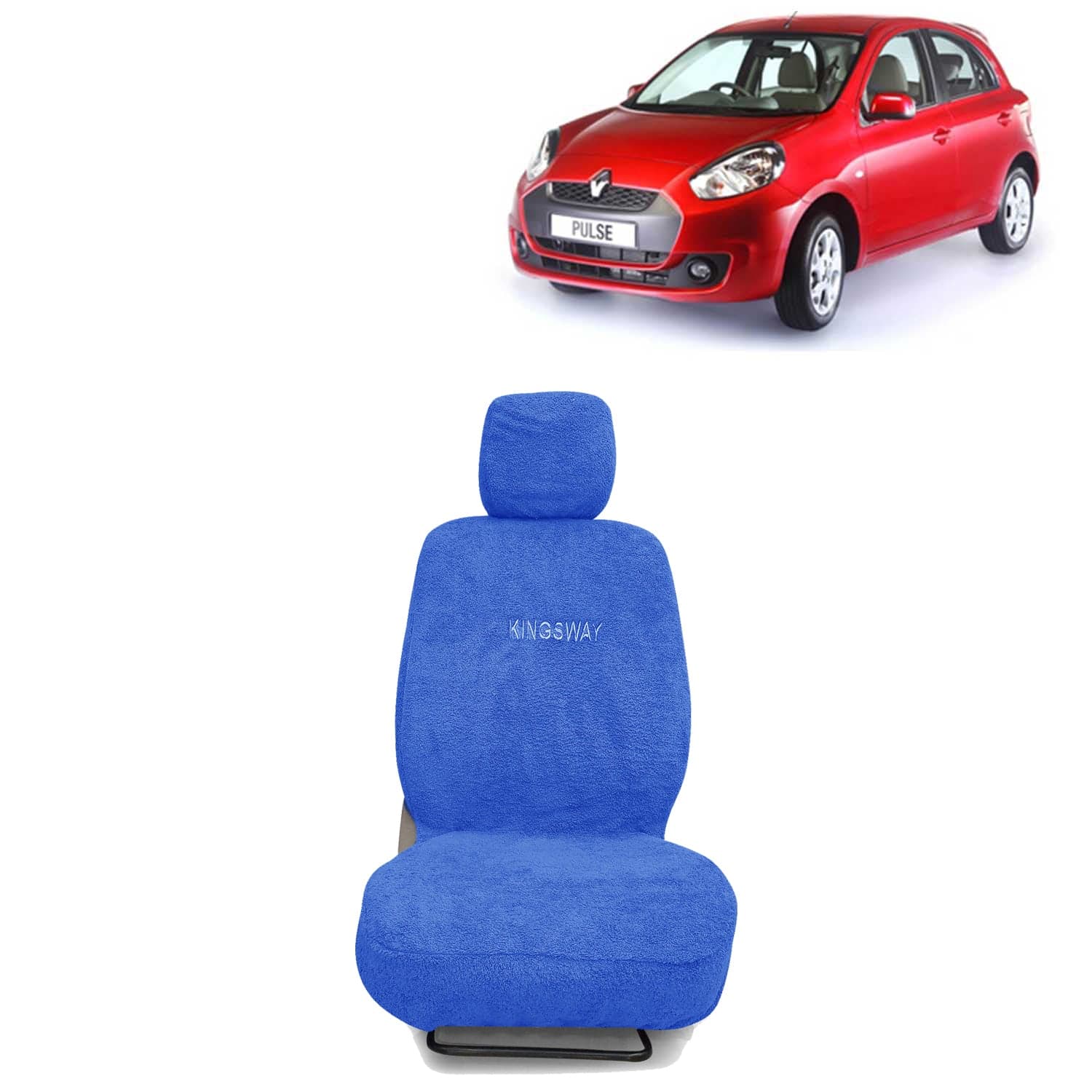 Pulse Seat Cover for (Year 2012 to 2018) All Model, Towel Fabric Car Seat Covers Compatible with Renault Pulse, Complete Set (Car Specific Front + Rear Seat Covers), Blue Color