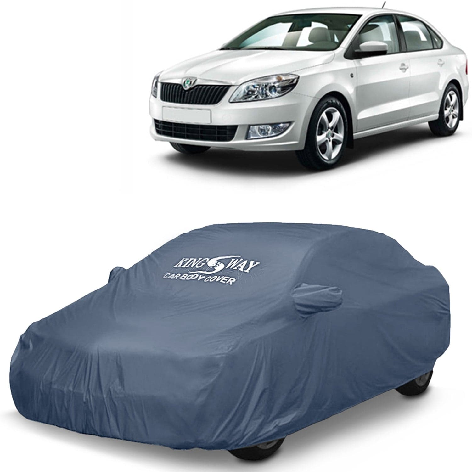Rapid Car Body Cover Dustproof with Mirror Pockets for (Year 2011 to 2016), Compatible with Skoda Rapid Car Cover, Comes with Bird Poop, Scratch, UV and Paint Protection, Grey Matty