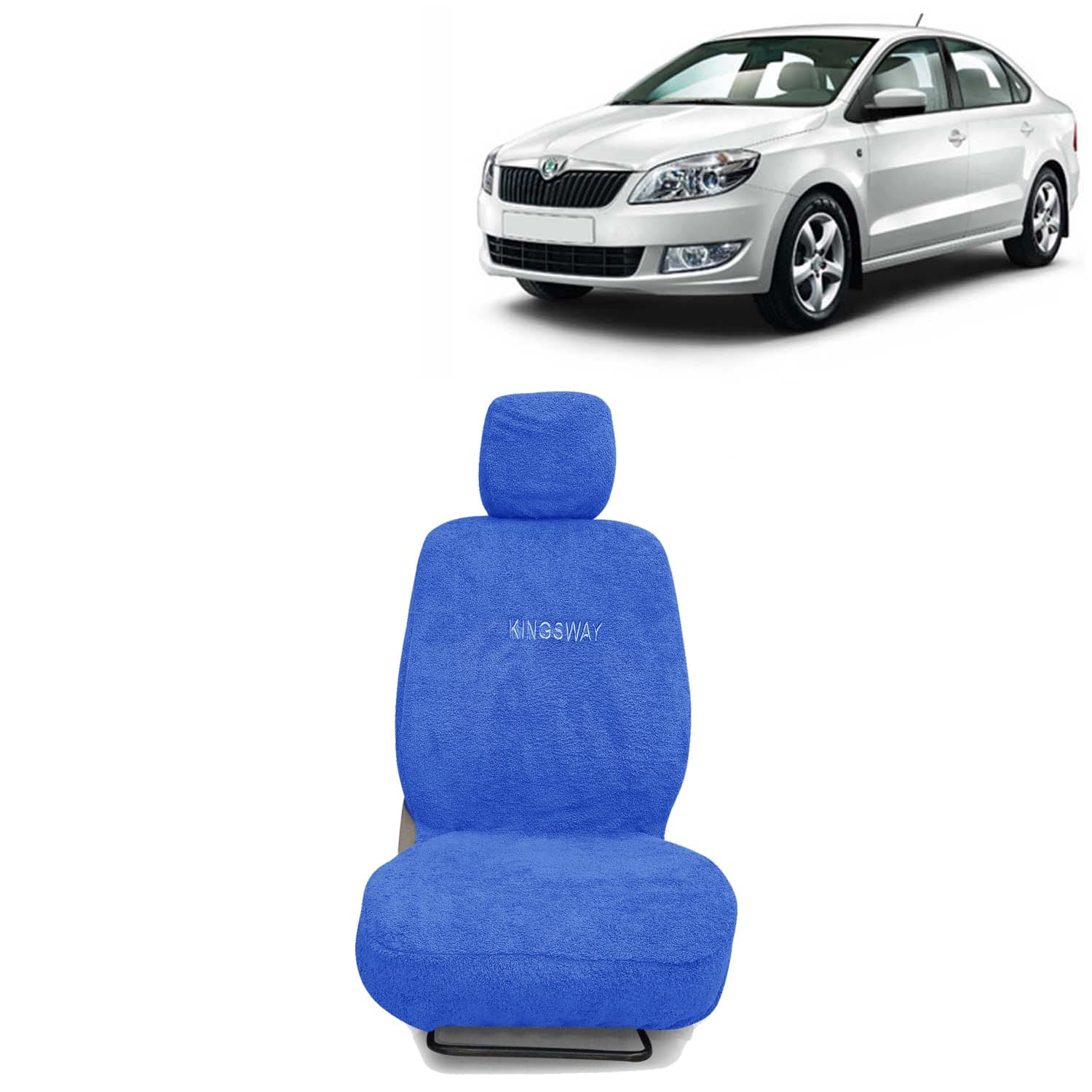Rapid Seat Cover for (Year 2011 to 2016) All Model, Towel Fabric Car Seat Covers Compatible with Skoda Rapid, Complete Set (Car Specific Front + Rear Seat Covers), Blue Color