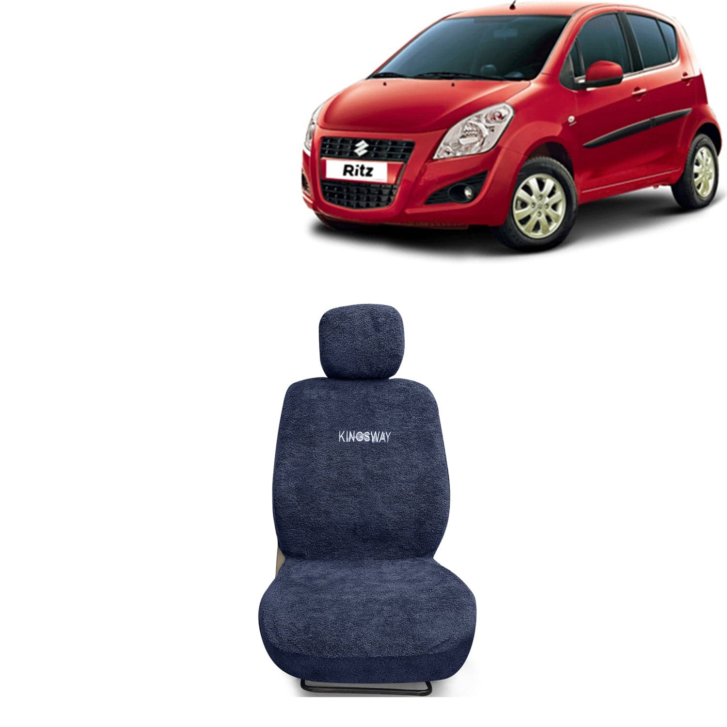 Ritz Seat Cover for (Year 2009 to 2015) All Model, Towel Fabric Car Seat Covers Compatible with Maruti Suzuki Ritz, Complete Set (Car Specific Front + Rear Seat Covers), Grey Color
