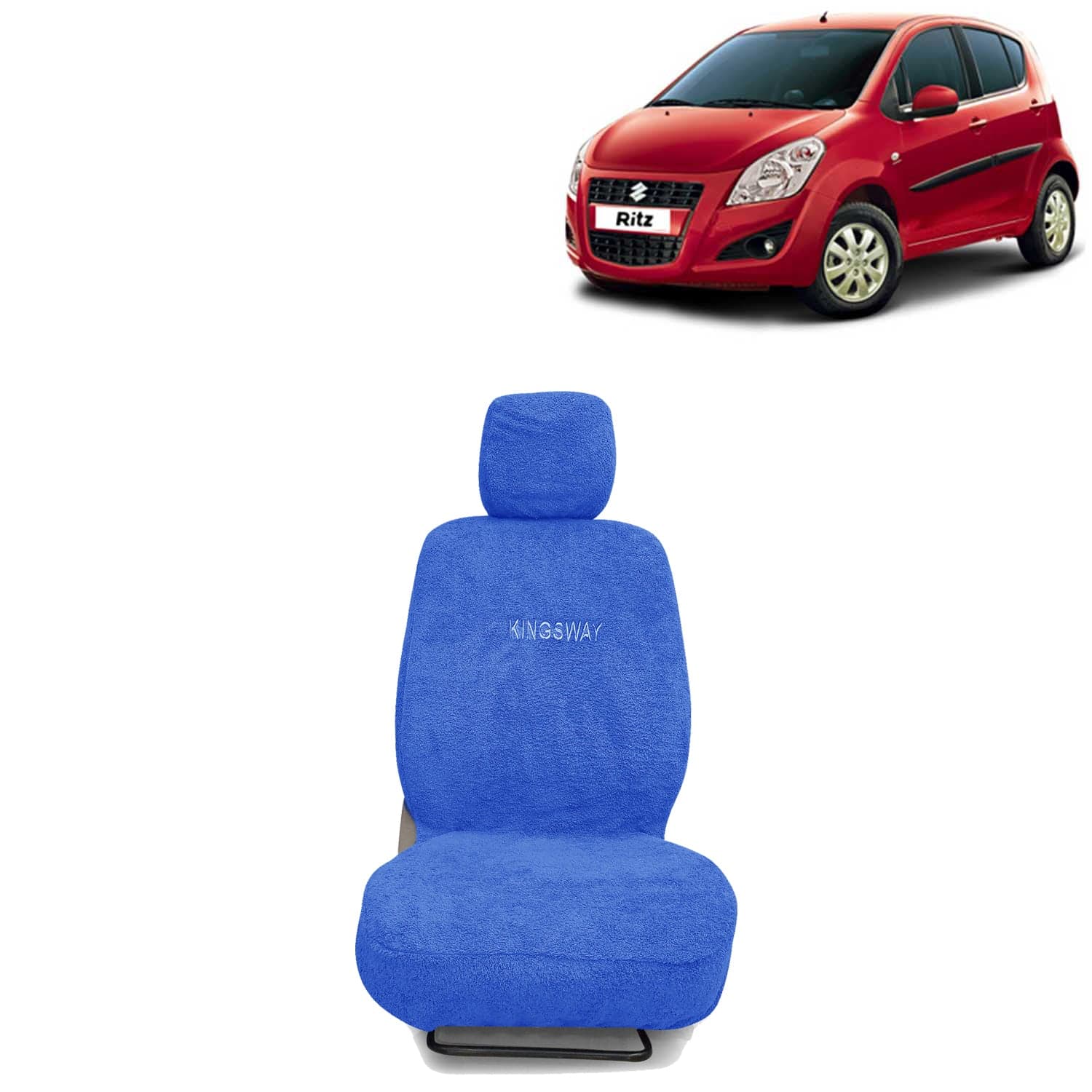 Ritz Seat Cover for (Year 2009 to 2015) All Model, Towel Fabric Car Seat Covers Compatible with Maruti Suzuki Ritz, Complete Set (Car Specific Front + Rear Seat Covers), Blue Color