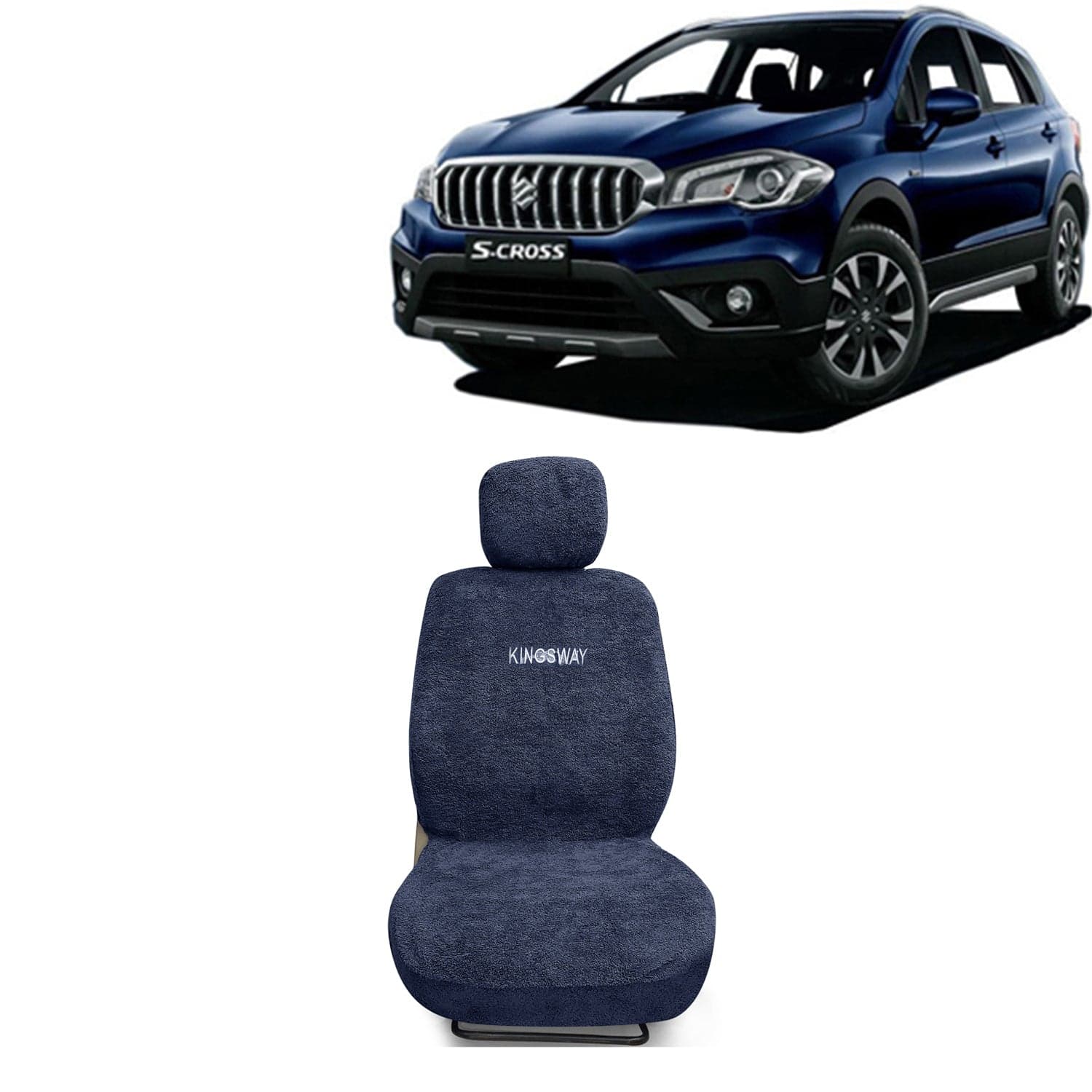 S Cross Seat Cover for (Year 2018 to 2019) All Model, Towel Fabric Car Seat Covers Compatible with Maruti Suzuki S Cross, Complete Set (Car Specific Front + Rear Seat Covers), Grey Color
