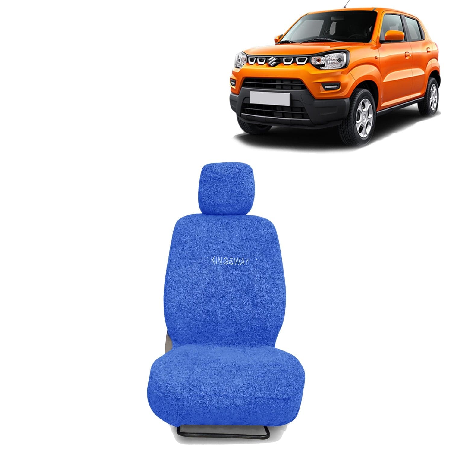 S Presso Seat Cover for (Year 2019 Onwards) All Model, Towel Fabric Car Seat Covers Compatible with Maruti Suzuki S Presso, Complete Set (Car Specific Front + Rear Seat Covers), Blue Color
