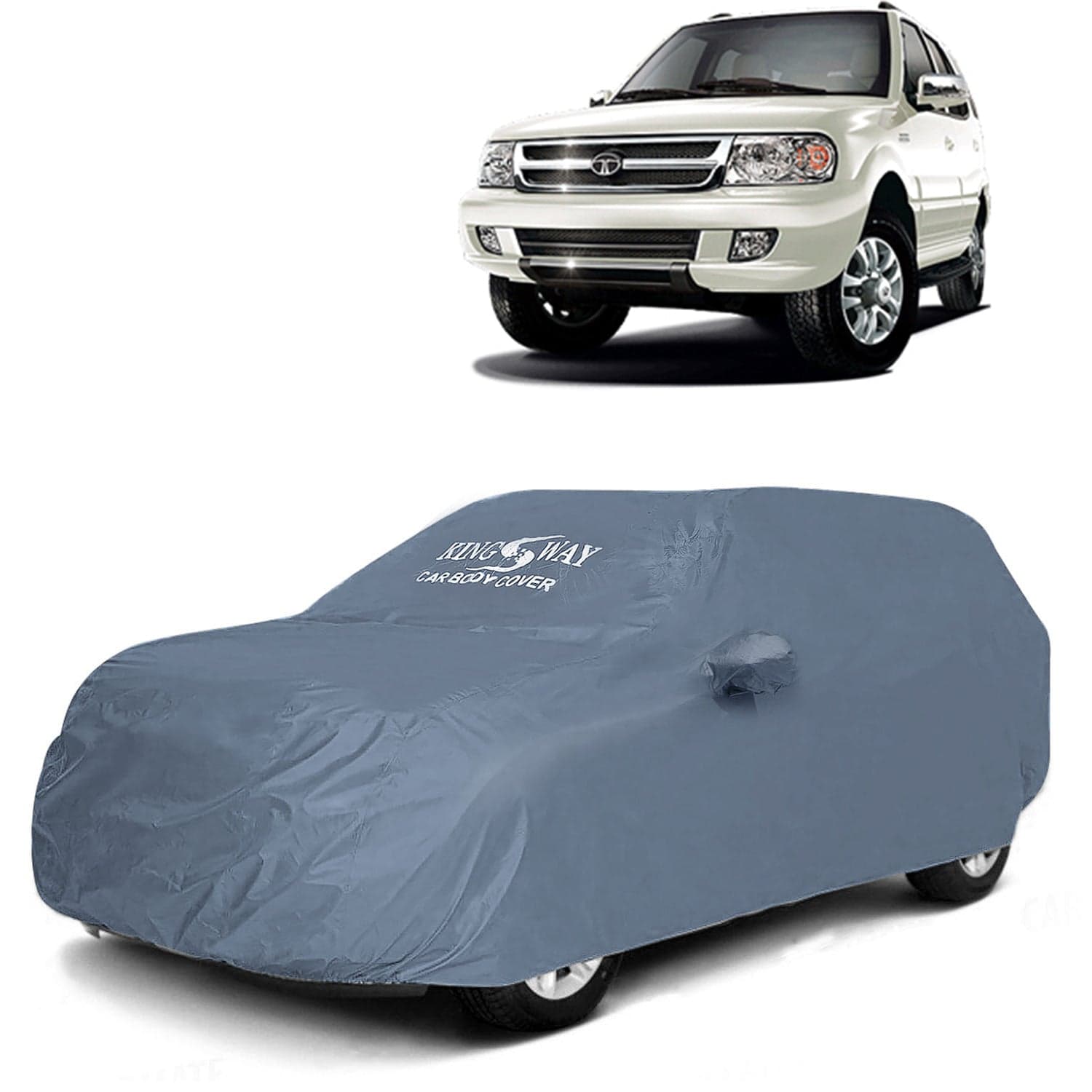Safari Dicor Car Body Cover Dustproof with Mirror Pockets for (Year 1998 to 2012), Compatible with Tata Safari Dicor Car Cover, Comes with Bird Poop, Scratch and UV Protection, Grey Matty