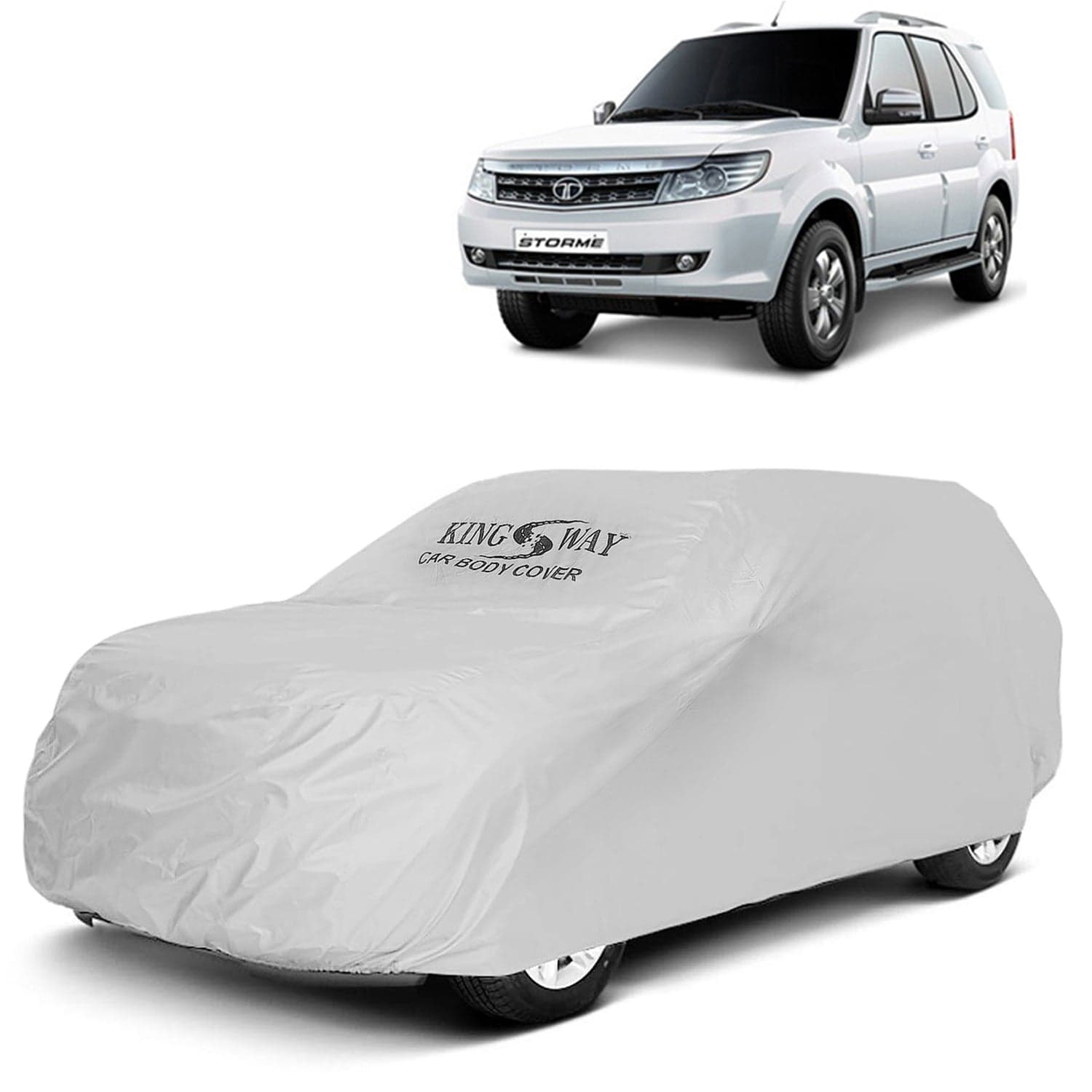 Safari Storme Car Body Cover Dustproof for (Year 2012 to 2020) All Model, Compatible with Tata Safari Storme Car Cover, Comes with Bird Poop, Scratch, UV and Paint Protection, Silver Matty