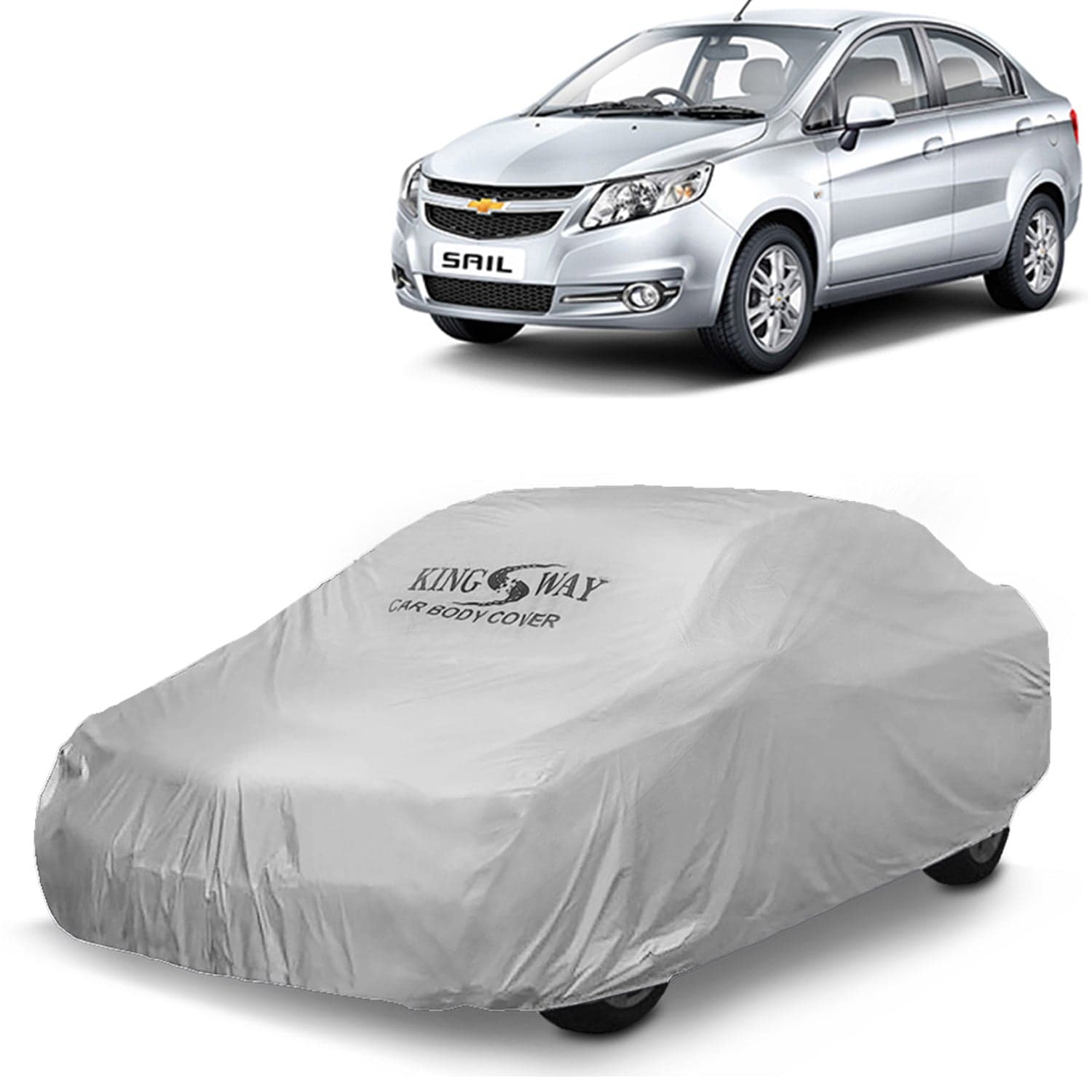 Sail Car Body Cover Dustproof for (Year 2010 to 2016) All Model, Compatible with Chevrolet Sail Car Cover, Comes with Bird Droppings, Scratch, UV and Paint Protection, Silver Matty