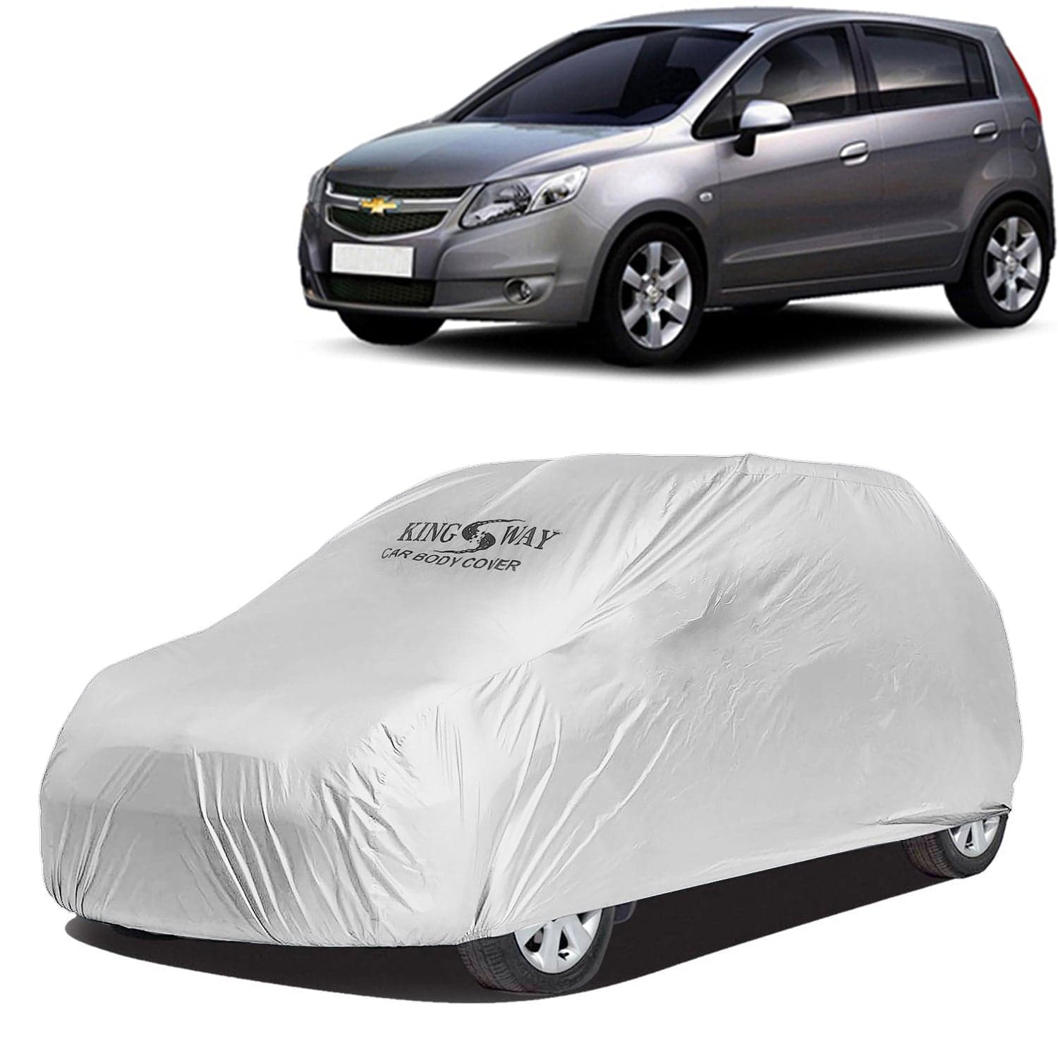 Sail UVA Car Body Cover Dustproof for (Year 2012 to 2017) All Model, Compatible with Chevrolet Sail UVA Car Cover, Comes with Bird Droppings, Scratch, UV and Paint Protection, Silver Matty
