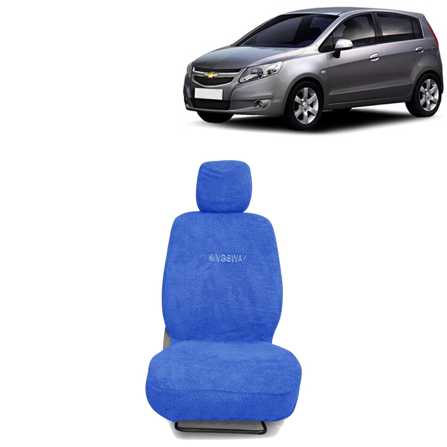 Sail UVA Seat Cover for (Year 2012 to 2017) All Model, Towel Fabric Car Seat Covers Compatible with Chevrolet Sail UVA, Complete Set (Car Specific Front + Rear Seat Covers), Blue Color