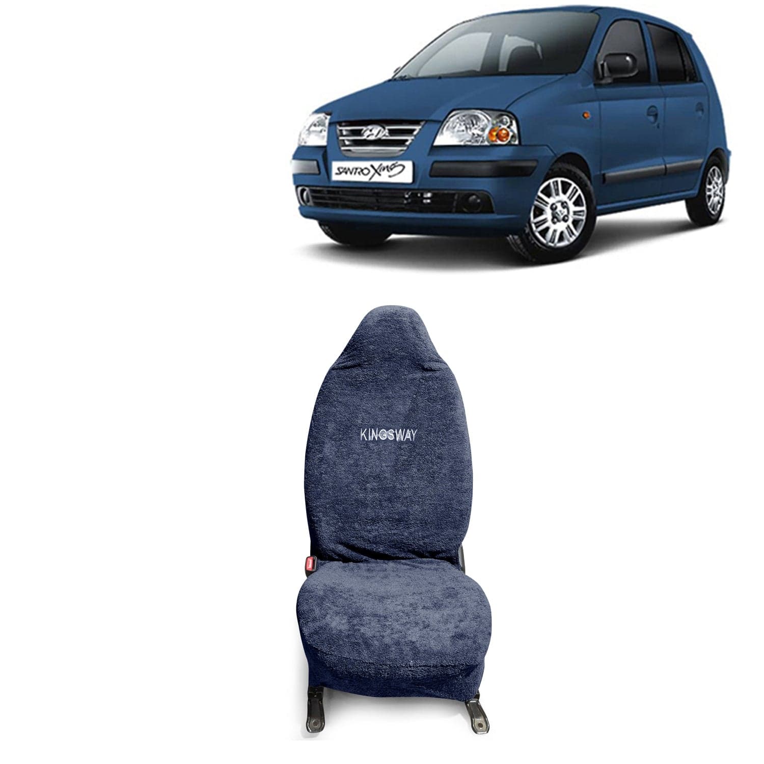 Santro Xing Seat Cover for (Year 2003 to 2018) All Model, Towel Fabric Car Seat Covers Compatible with Hyundai Santro Xing, Complete Set (Car Specific Front + Rear Seat Covers), Grey Color