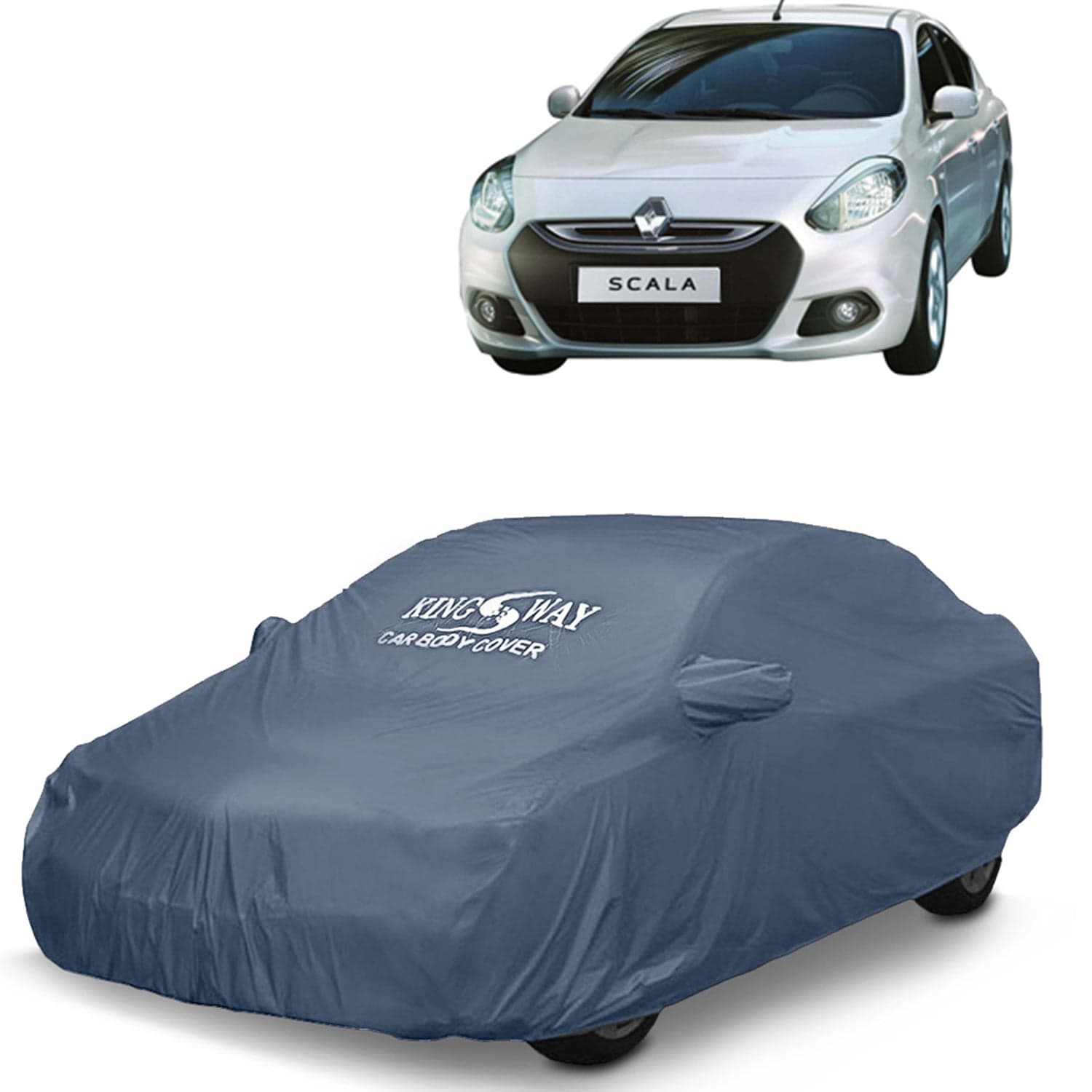 Scala Car Body Cover Dustproof with Mirror Pockets for (Year 2011 to 2018), Compatible with Renault Scala Car Cover, Comes with Bird Poop, Scratch, UV and Paint Protection, Grey Matty
