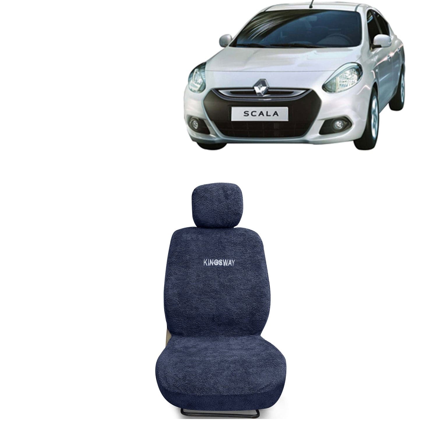 Scala Seat Cover for (Year 2011 to 2018) All Model, Towel Fabric Car Seat Covers Compatible with Renault Scala, Complete Set (Car Specific Front + Rear Seat Covers), Grey Color