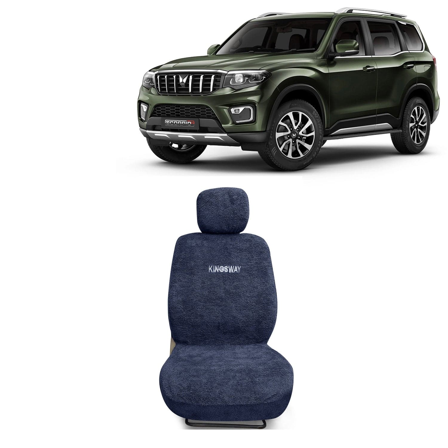Scorpio N Seat Cover for (Year 2022 Onwards), Towel Fabric Car Seat Covers Compatible with Mahindra Scorpio N 7 Seater (Car Specific Set Front + Rear Seat Covers), Grey Color