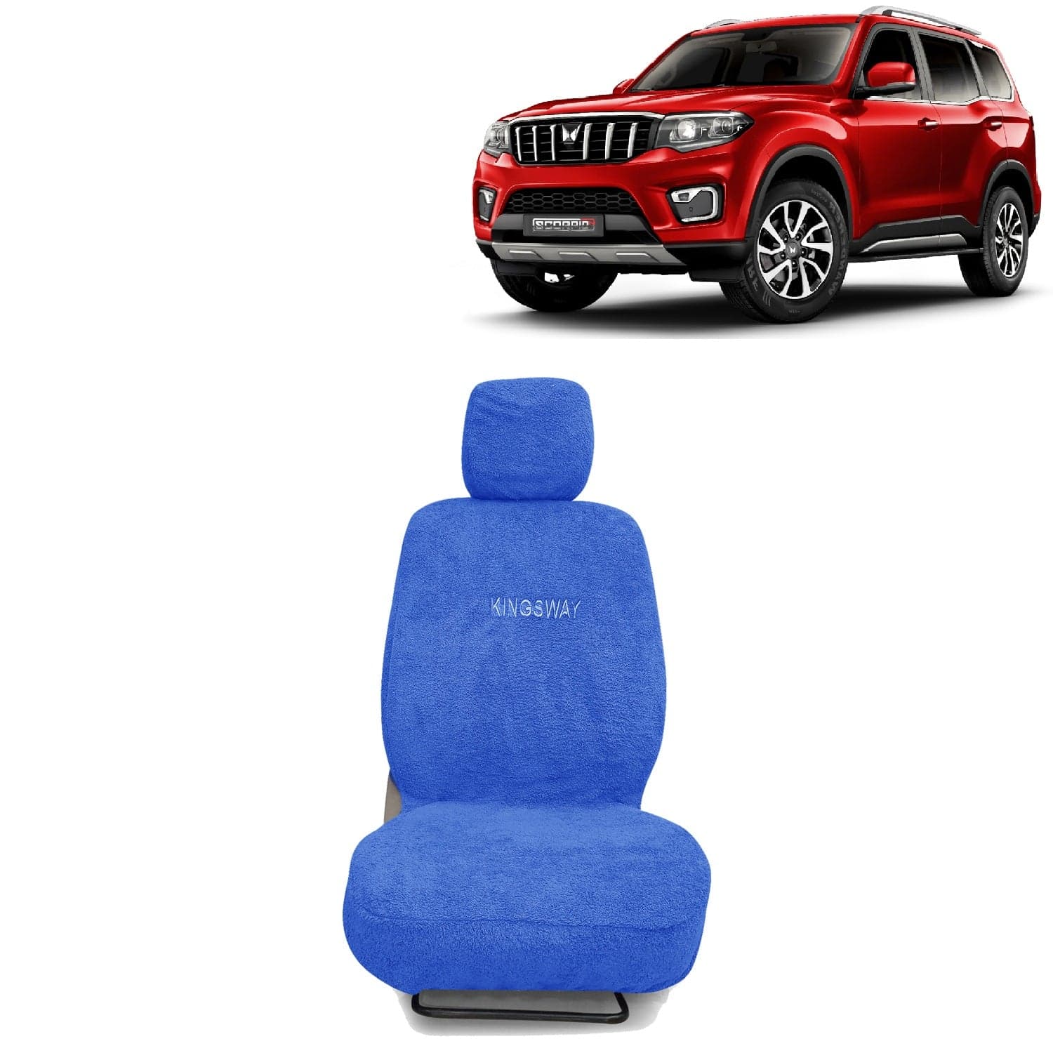 Scorpio N Seat Cover for (Year 2022 Onwards), Towel Fabric Car Seat Covers Compatible with Mahindra Scorpio N 7 Seater (Car Specific Set Front + Rear Seat Covers), Blue Color