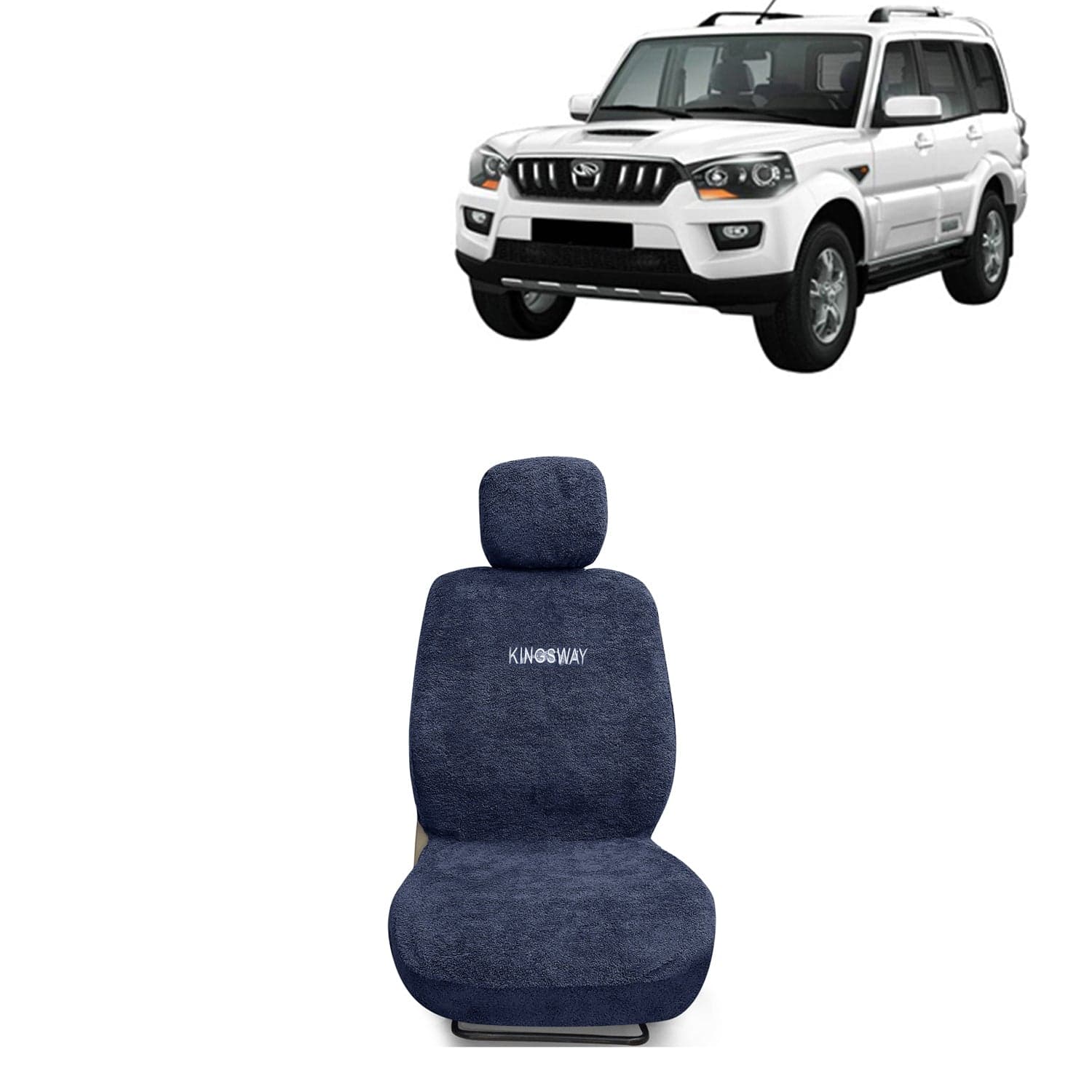 Scorpio Seat Cover for (Year 2014 to 2018) All Model, Towel Fabric Car Seat Covers Compatible with Mahindra Scorpio, Complete Set (Car Specific Front + Rear Seat Covers), Grey Color