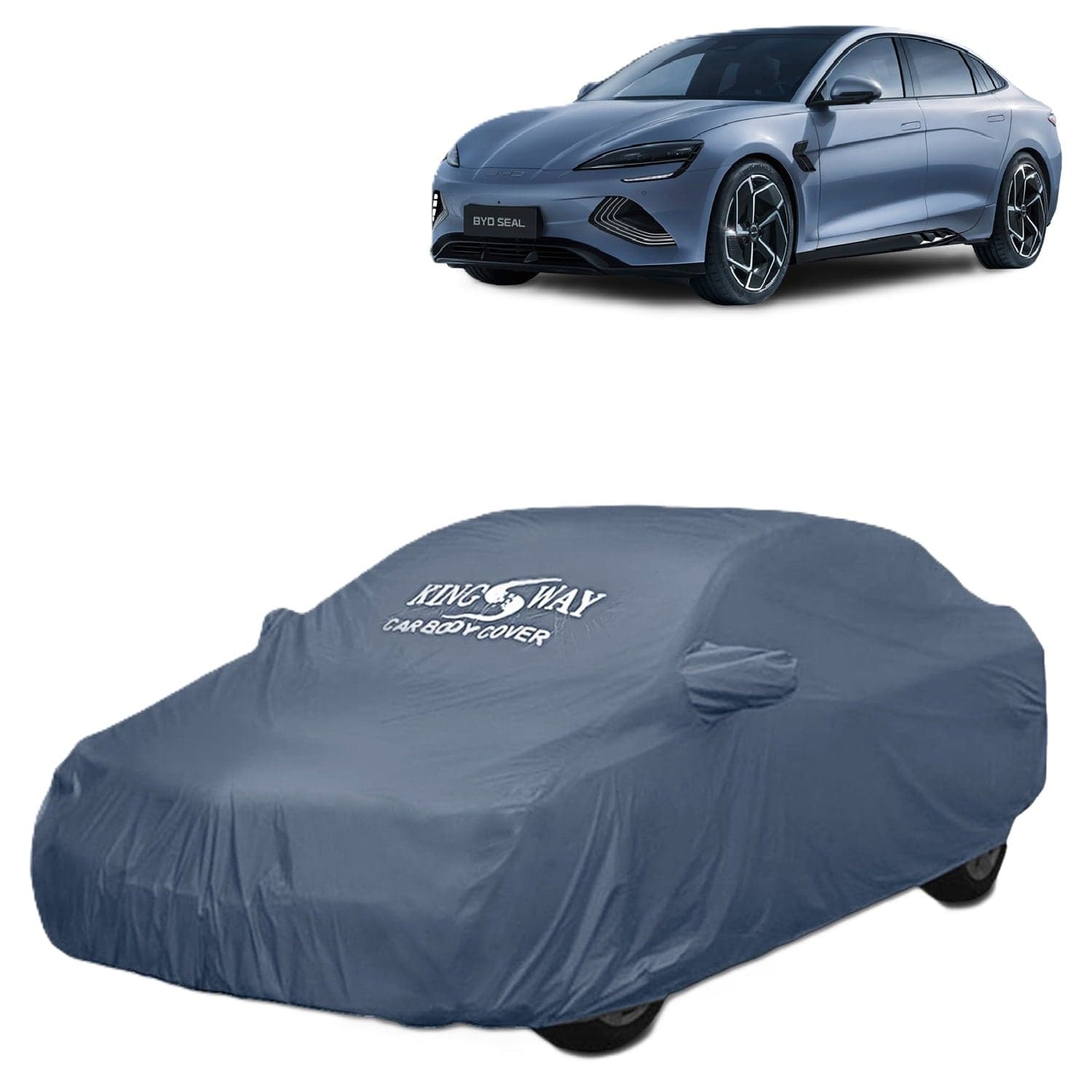Seal Car Body Cover Dustproof with Mirror Pockets for (Year 2024 Onwards), Compatible with BYD Seal Car Cover, Comes with Bird Poop, Scratch, UV and Paint Protection, Grey Matty