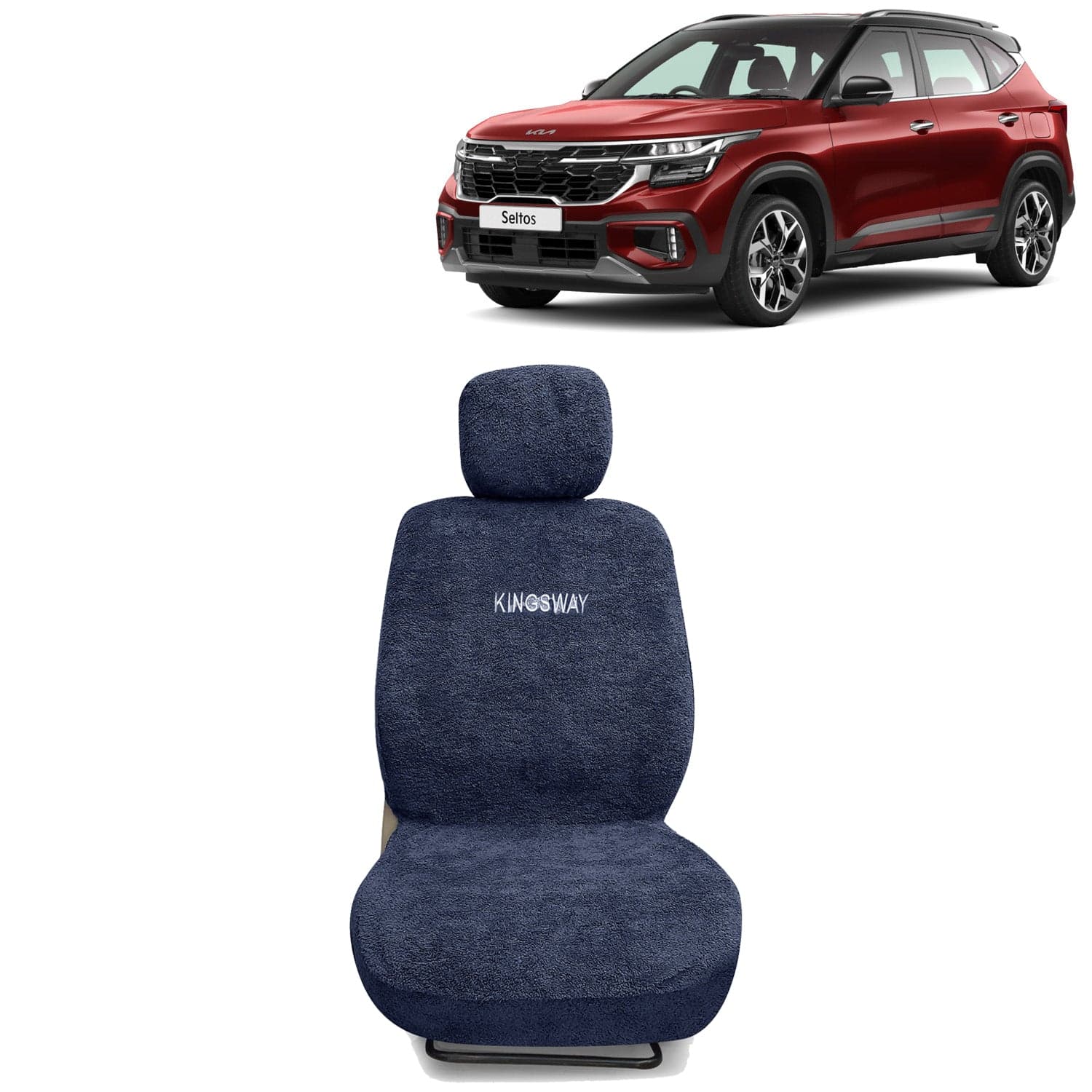Seltos Seat Cover for (Year 2023 Onwards) All Model, Towel Fabric Car Seat Covers Compatible with Kia Seltos, Complete Set (Car Specific Front + Rear Seat Covers), Grey Color