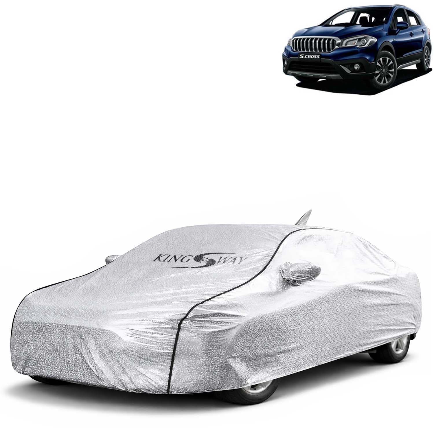 SilverTech 100% Waterproof Car Cover Only Perfect Fit with Maruti Suzuki S Cross (Year 2018 to 2019 - All Model) | Mirror and Antenna Pockets | Scratchproof | All Weather Car Body Cover