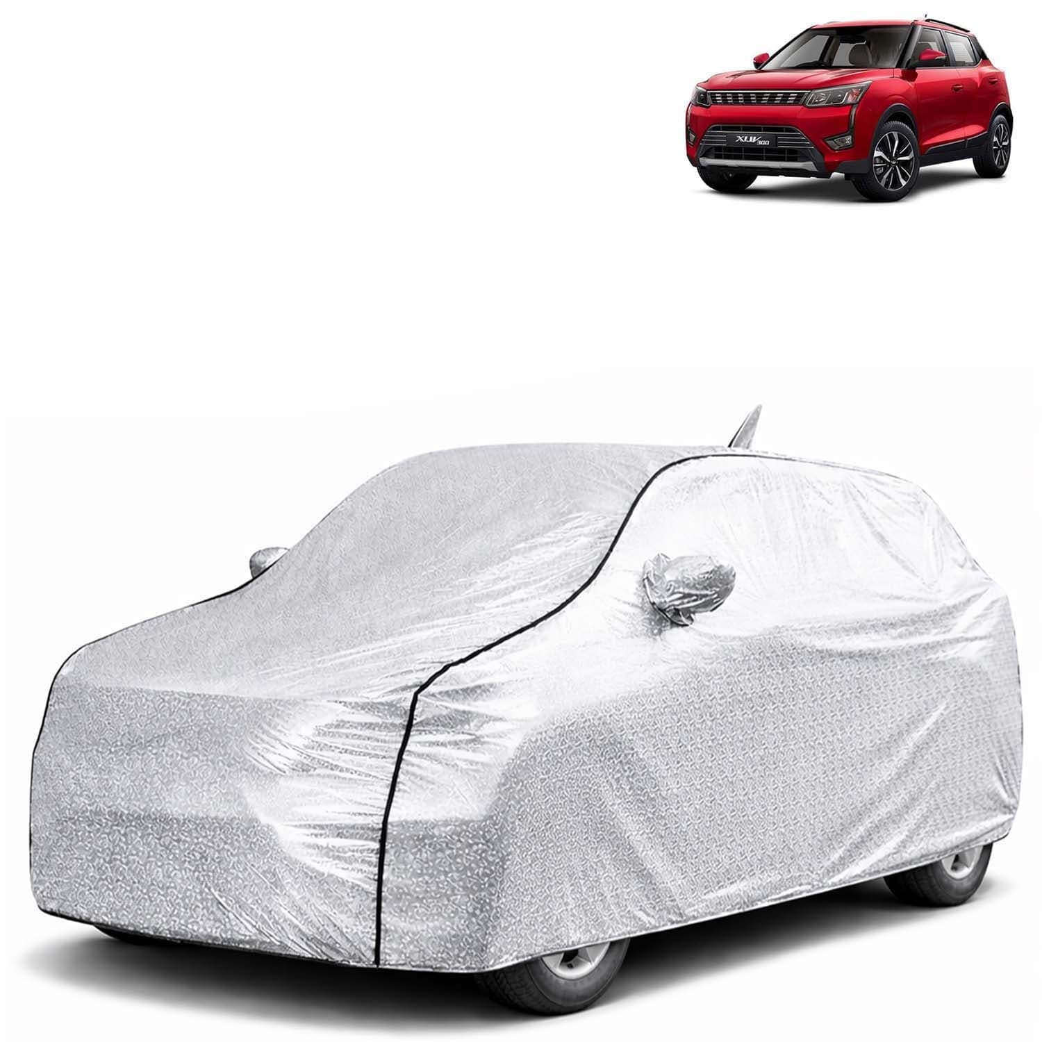 SilverTech 100% Waterproof Car Cover Only Perfect Fit with Mahindra XUV 300 (Year 2019 to 2023 - All Model) | Mirror and Antenna Pockets | Scratchproof | All Weather Car Body Cover