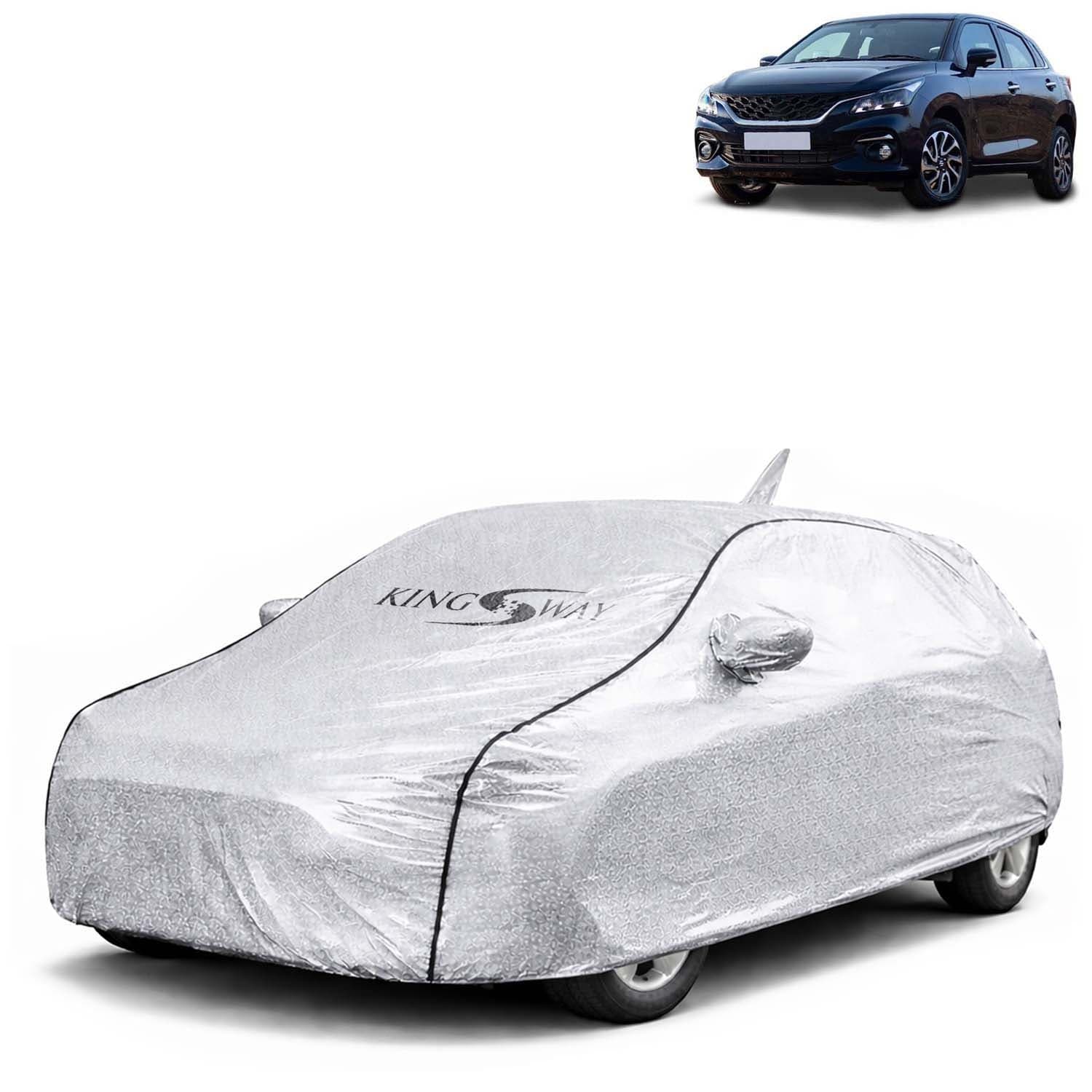 SilverTech 100% Waterproof Car Cover Only Perfect Fit with Maruti Suzuki Baleno (Year 2022 Onwards - All Model) | Mirror and Antenna Pockets | Scratchproof | All Weather Car Body Cover