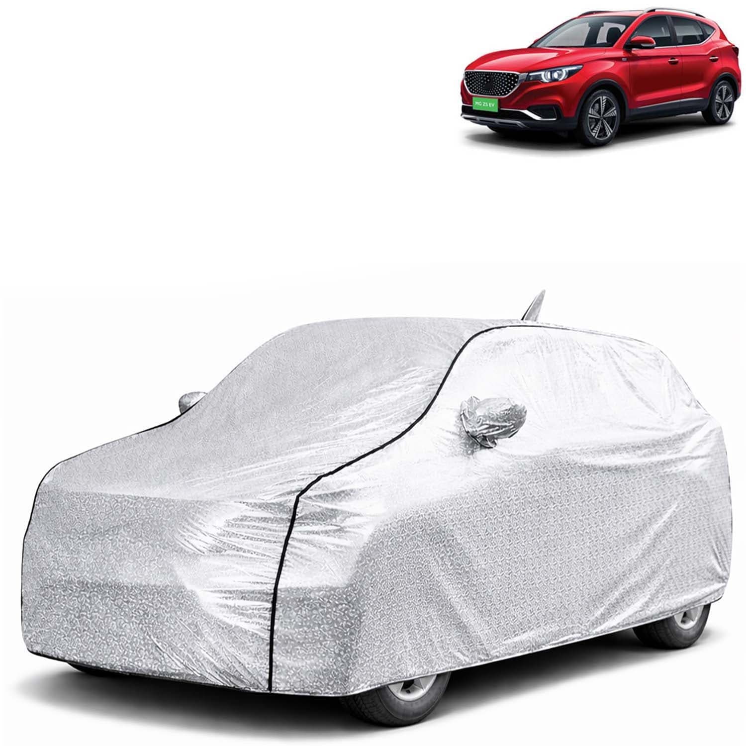 SilverTech 100% Waterproof Car Cover Only Perfect Fit with Morris Garages (MG) ZS EV (Year 2020 Onwards - All Model) | Mirror and Antenna Pockets | Scratchproof | All Weather Car Body Cover