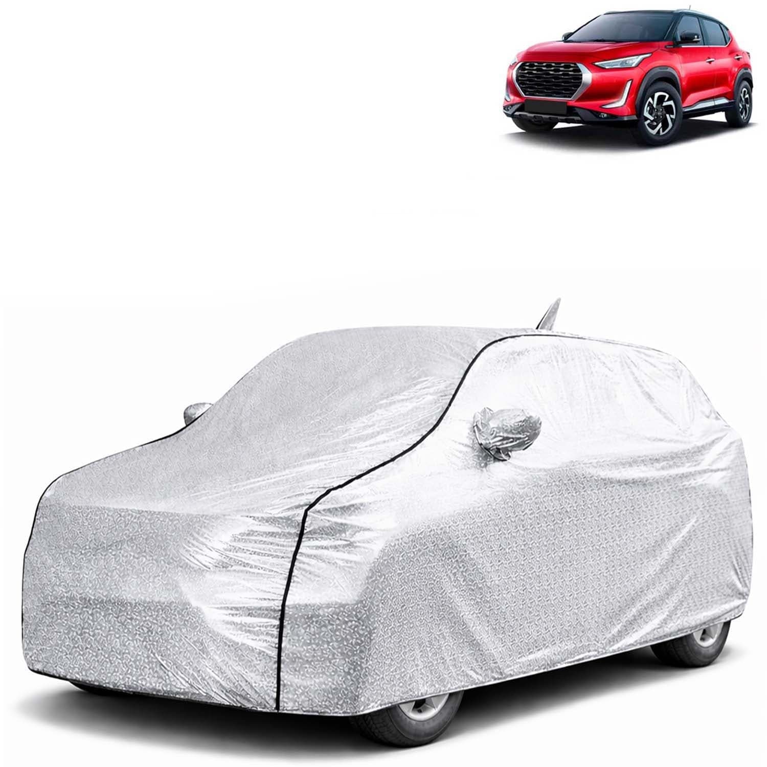 SilverTech 100% Waterproof Car Cover Only Perfect Fit with Nissan Magnite (Year 2020 Onwards - All Model) | Mirror and Antenna Pockets | Scratchproof | All Weather Car Body Cover