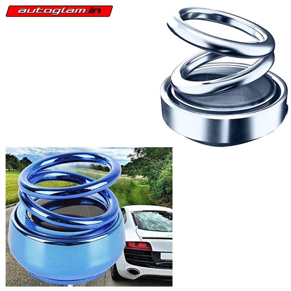 Solar Ring Car Air Freshener Double Loop Rotary Dashboard Perfume, Silver | AGU485SP