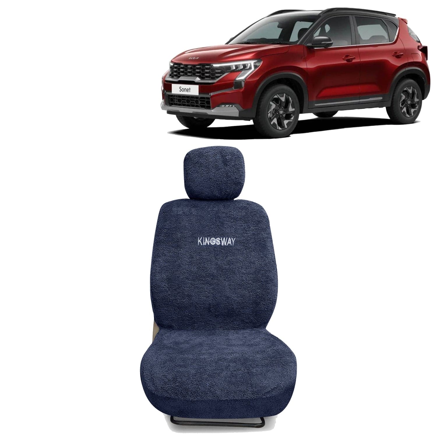 Sonet Seat Cover for (Year 2024 Onwards) All Model, Towel Fabric Car Seat Covers Compatible with Kia Sonet, Complete Set (Car Specific Front + Rear Seat Covers), Grey Color