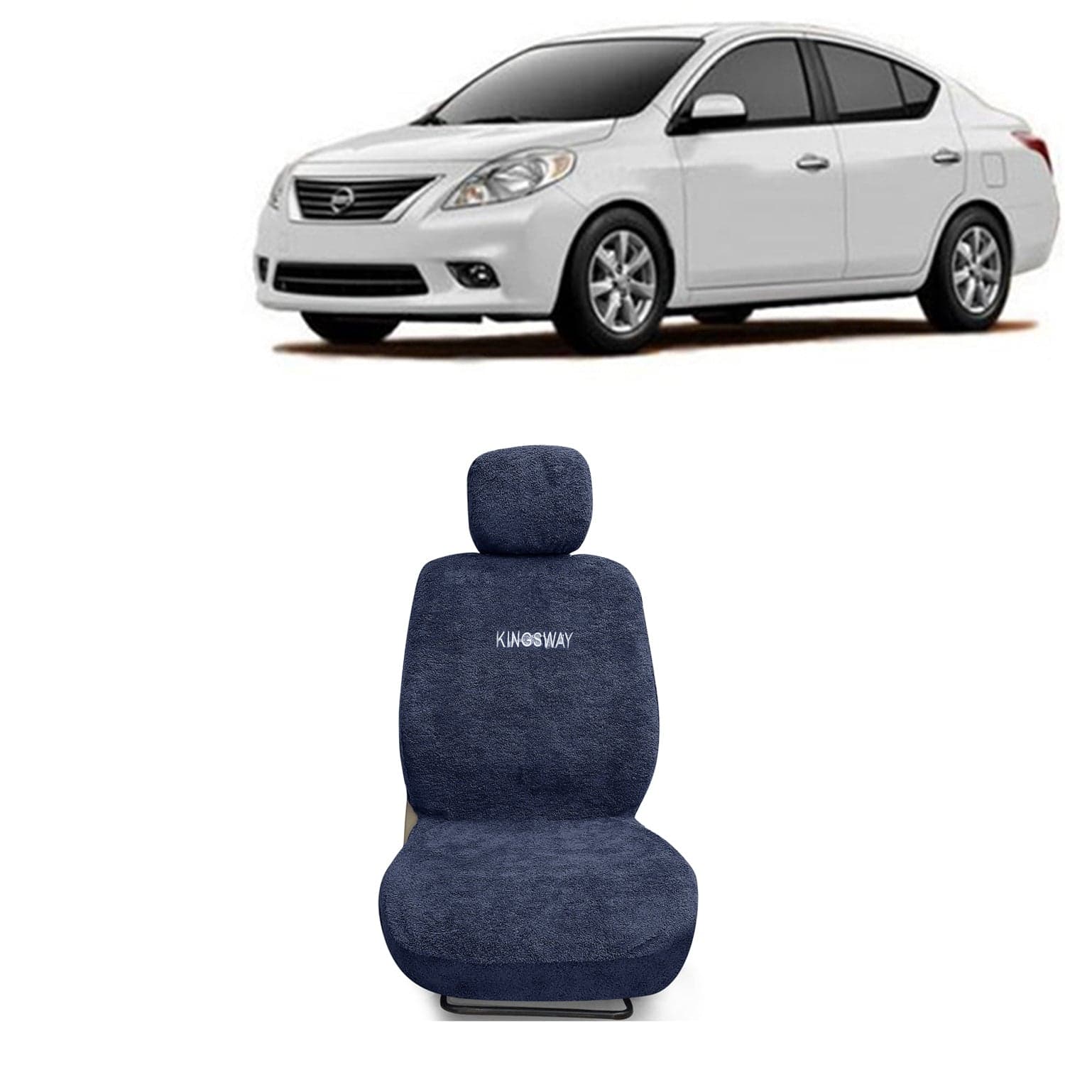 Sunny Seat Cover for (Year 2011 to 2014) All Model, Towel Fabric Car Seat Covers Compatible with Nissan Sunny, Complete Set (Car Specific Front + Rear Seat Covers), Grey Color