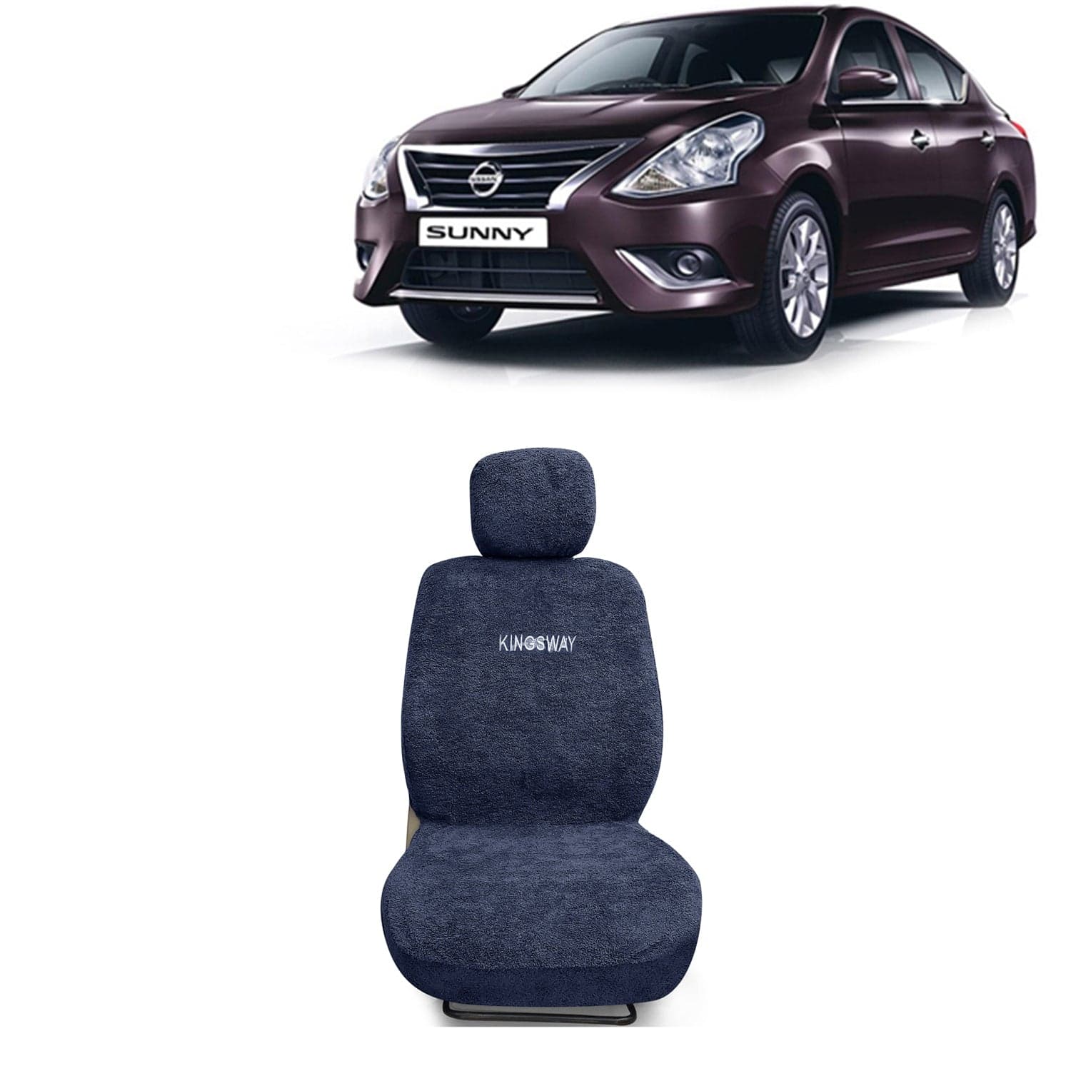 Sunny Seat Cover for (Year 2014 to 2020) All Model, Towel Fabric Car Seat Covers Compatible with Nissan Sunny, Complete Set (Car Specific Front + Rear Seat Covers), Grey Color