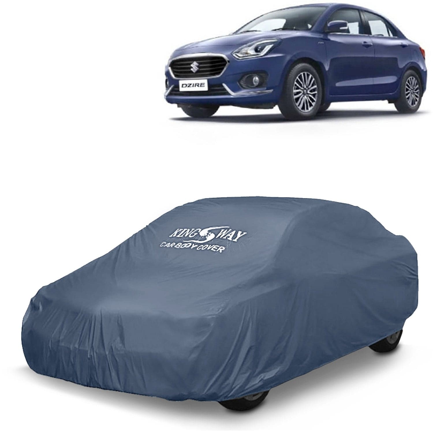 Swift Dzire Car Body Cover Dustproof for (Year 2017 to 2019) All Model, Compatible with Maruti Suzuki Swift Dzire Car Cover, Comes with Bird Poop, UV & Paint Protection, Grey Matty