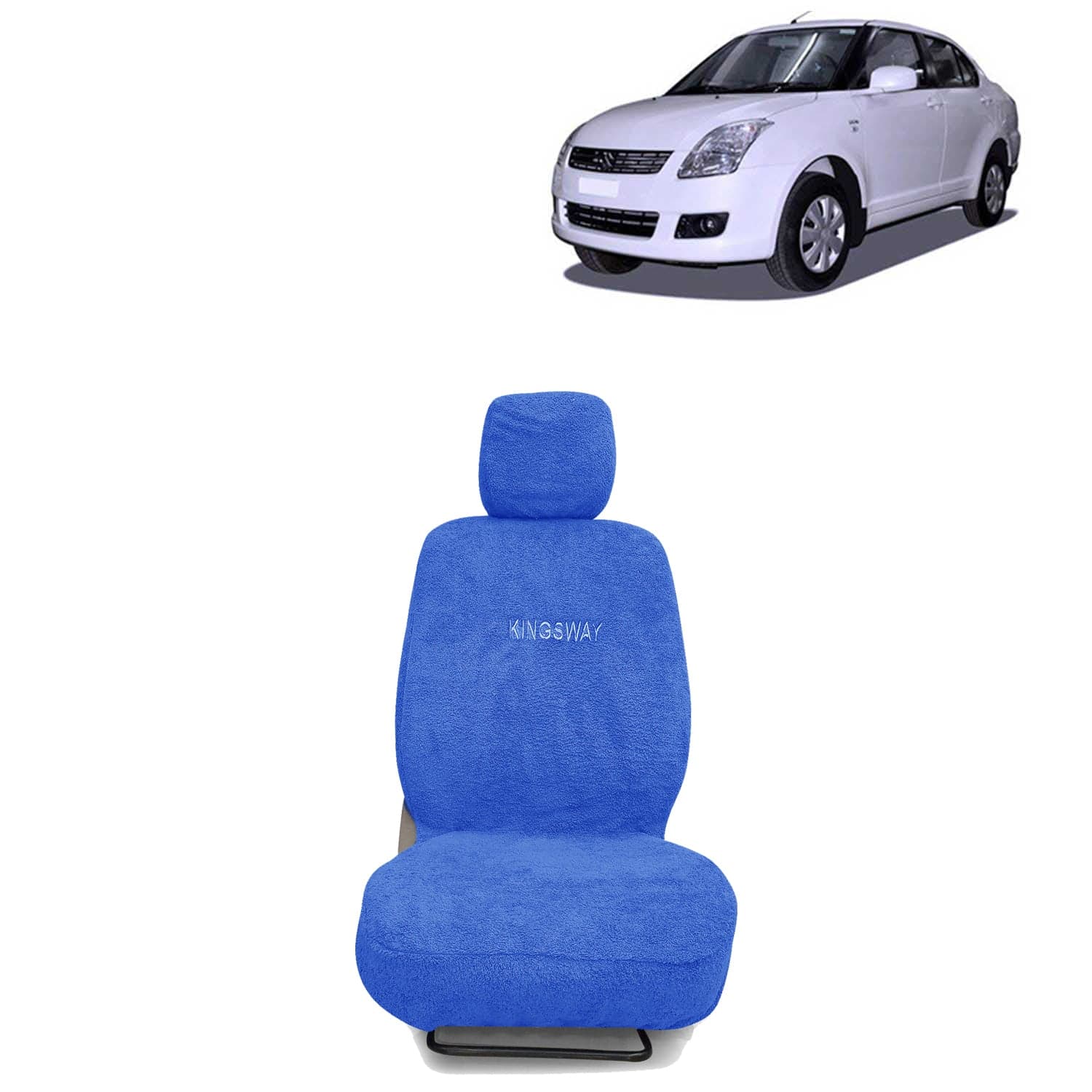 Swift Dzire Seat Cover for (Year 2008 to 2012), Towel Fabric Car Seat Covers Compatible with Maruti Suzuki Swift Dzire, Complete Set (Car Specific Front + Rear Seat Covers), Blue Color