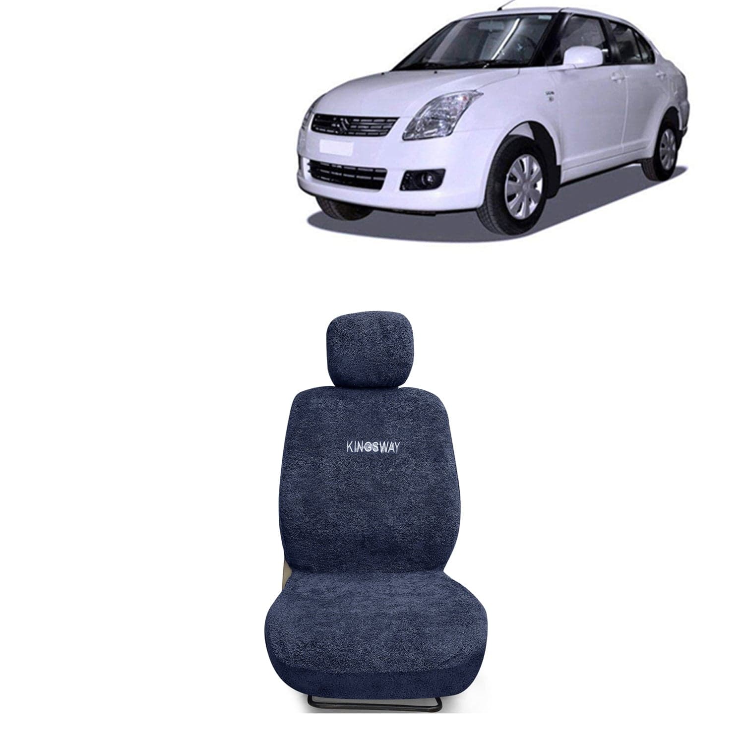 Swift Dzire Seat Cover for (Year 2008 to 2012), Towel Fabric Car Seat Covers Compatible with Maruti Suzuki Swift Dzire, Complete Set (Car Specific Front + Rear Seat Covers), Grey Color