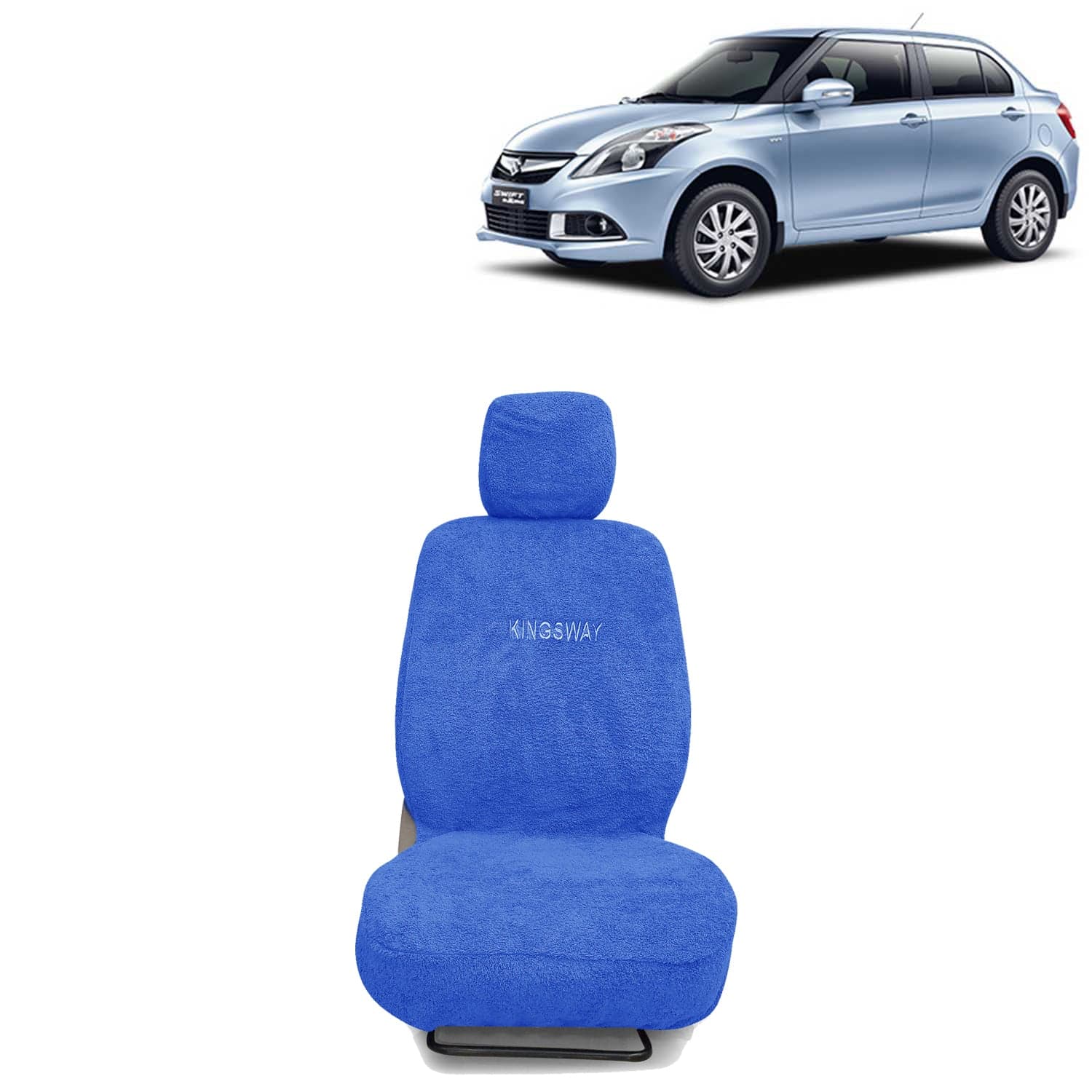 Swift Dzire Seat Cover for (Year 2012 to 2017), Towel Fabric Car Seat Covers Compatible with Maruti Suzuki Swift Dzire, Complete Set (Car Specific Front + Rear Seat Covers), Blue Color