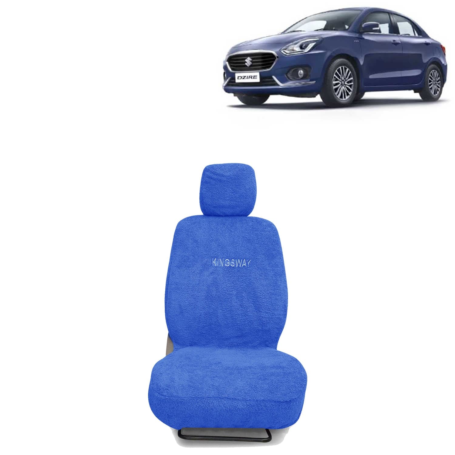 Swift Dzire Seat Cover for (Year 2017 to 2019), Towel Fabric Car Seat Covers Compatible with Maruti Suzuki Swift Dzire, Complete Set (Car Specific Front + Rear Seat Covers), Blue Color
