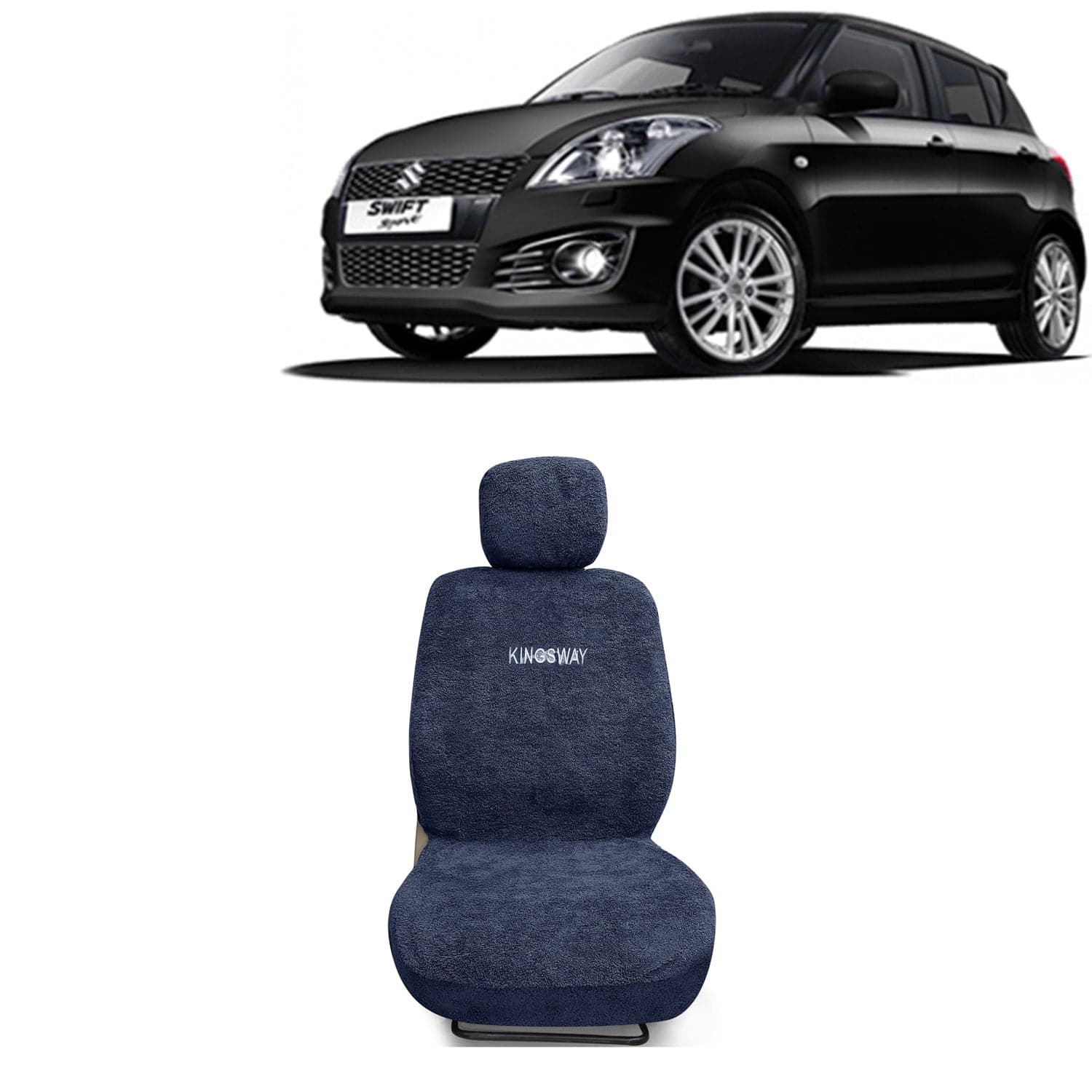 Swift Seat Cover for (Year 2011 to 2017) All Model, Towel Fabric Car Seat Covers Compatible with Maruti Suzuki Swift, Complete Set (Car Specific Front + Rear Seat Covers), Grey Color