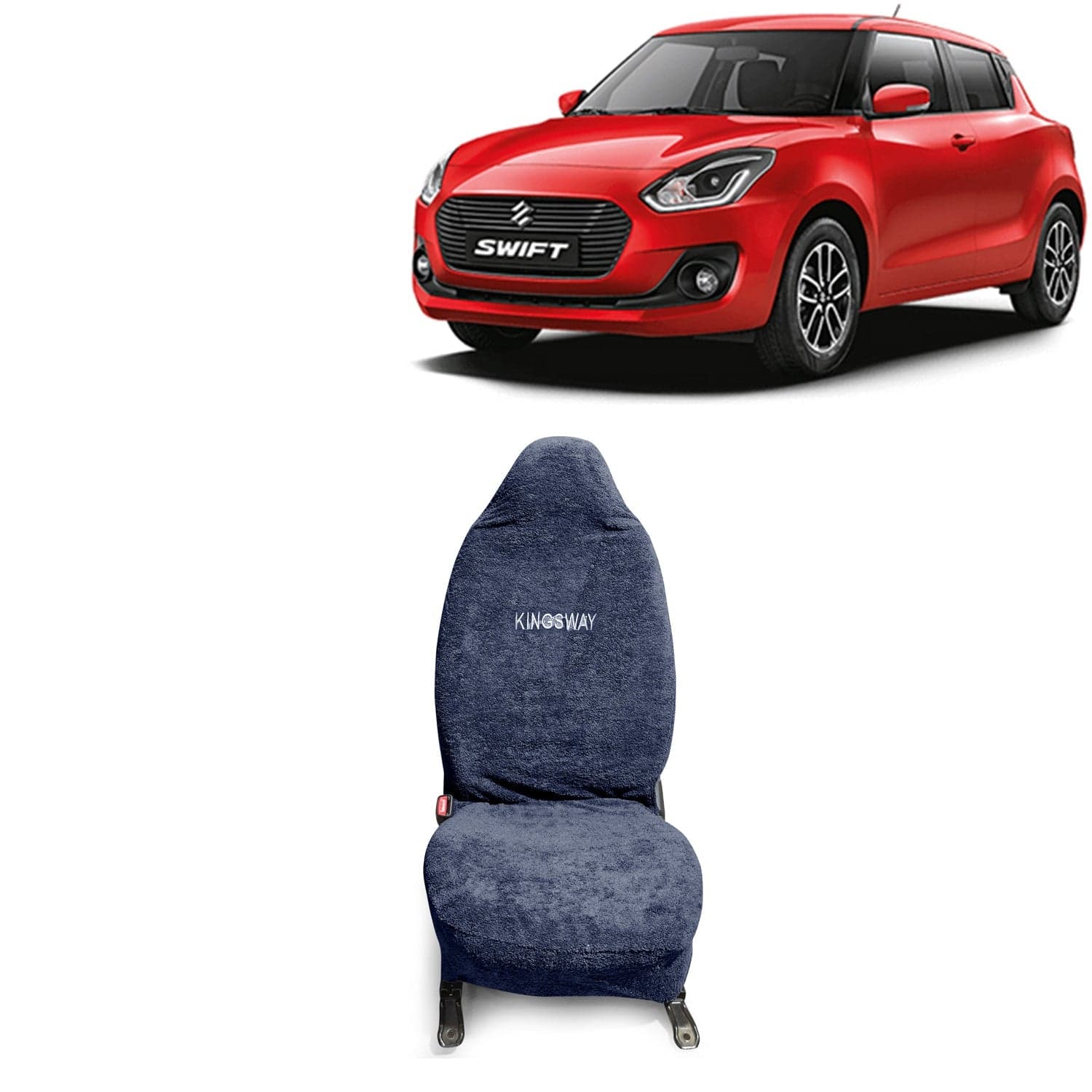 Swift Seat Cover for (Year 2018 to 2020) All Model, Towel Fabric Car Seat Covers Compatible with Maruti Suzuki Swift, Complete Set (Car Specific Front + Rear Seat Covers), Grey Color